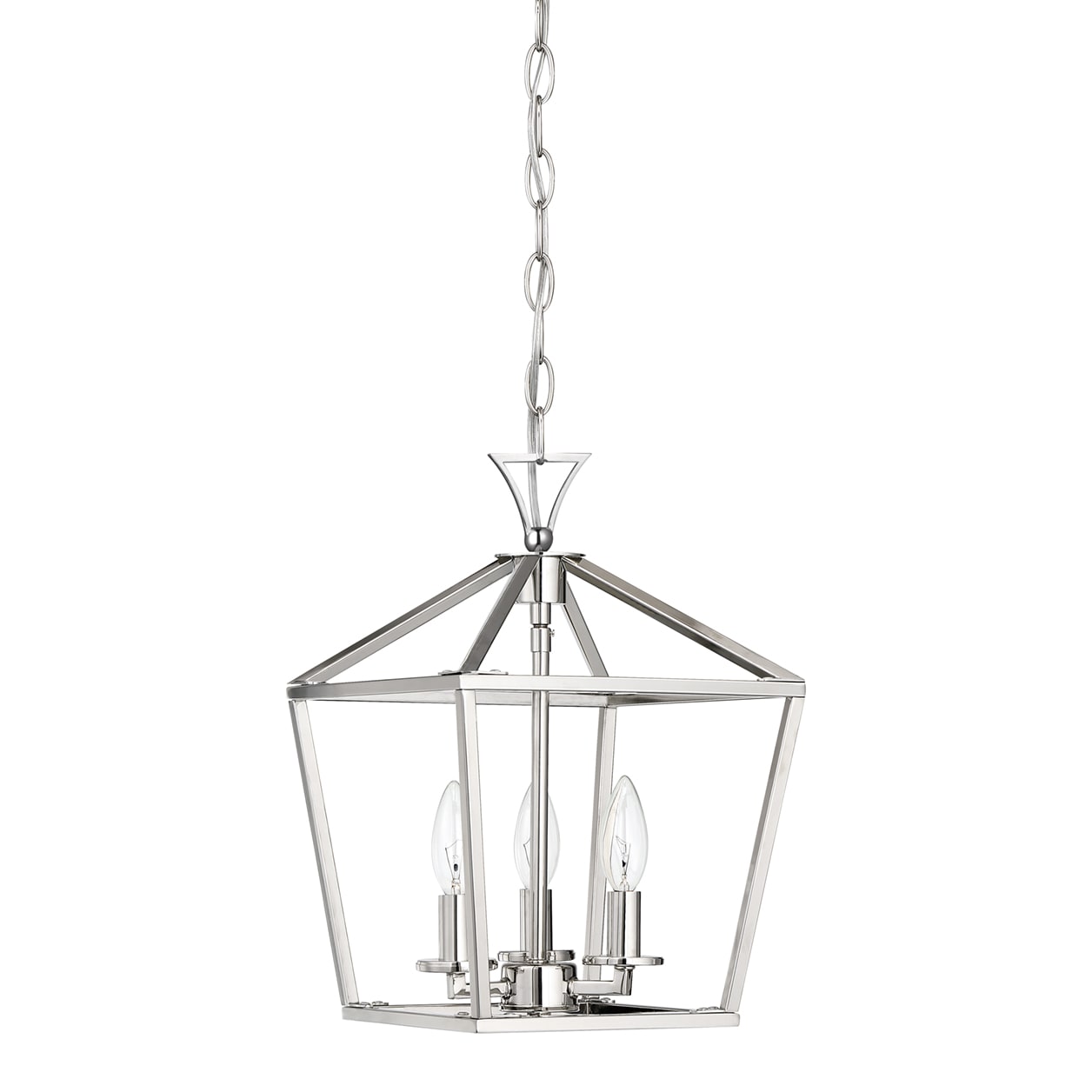 Polished Nickel 3-Light Farmhouse Pendant Chandelier