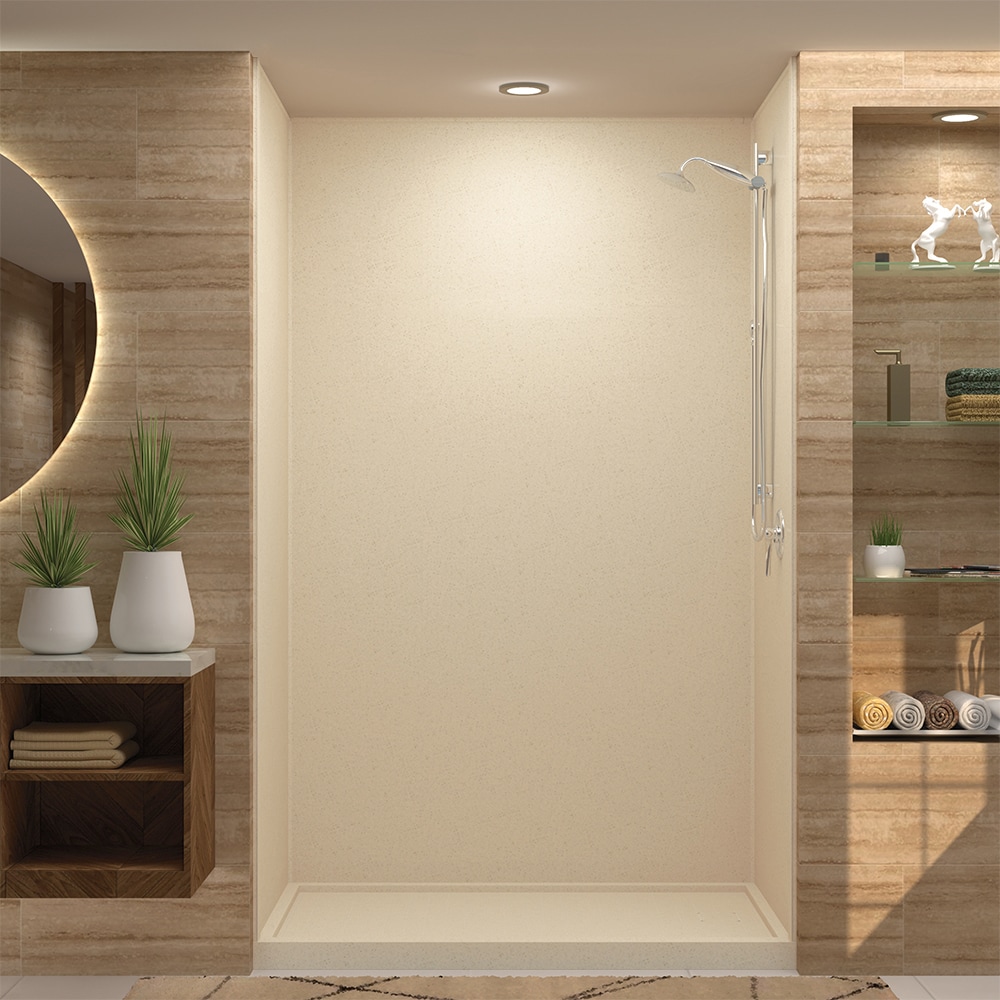Style Selections RKWF6007R-67 Matrix Khaki (Brown) 4-Piece 30-in x 60-in x 75-in Base/Wall Rectangular Shower (Right Drain)