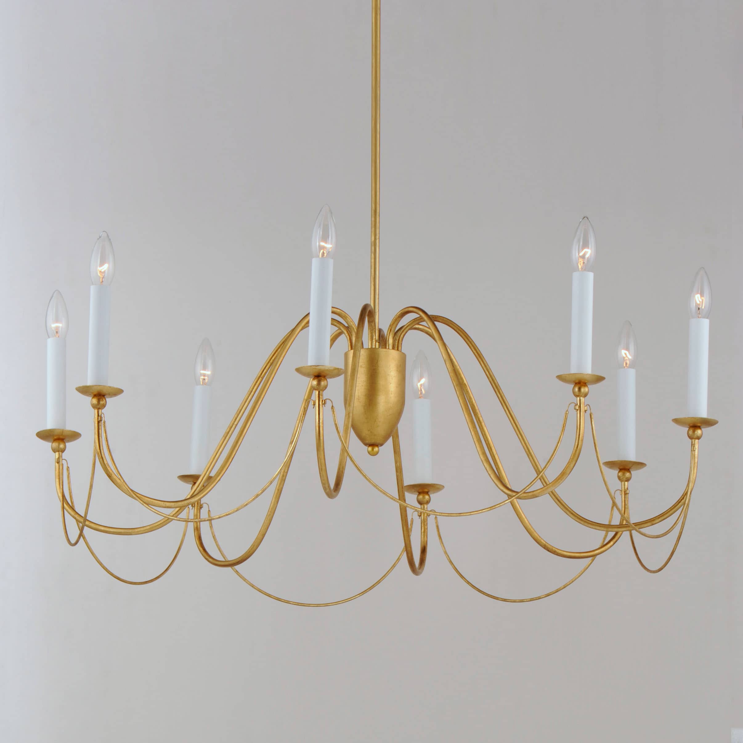 Plumette 36" Gold Leaf 8-Light Candle Chandelier