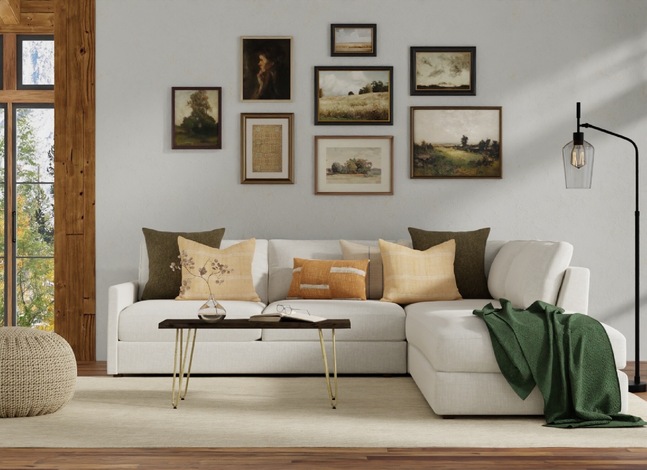 Seti Acacia Live Edge Rectangular Coffee Table in Elm and Gold