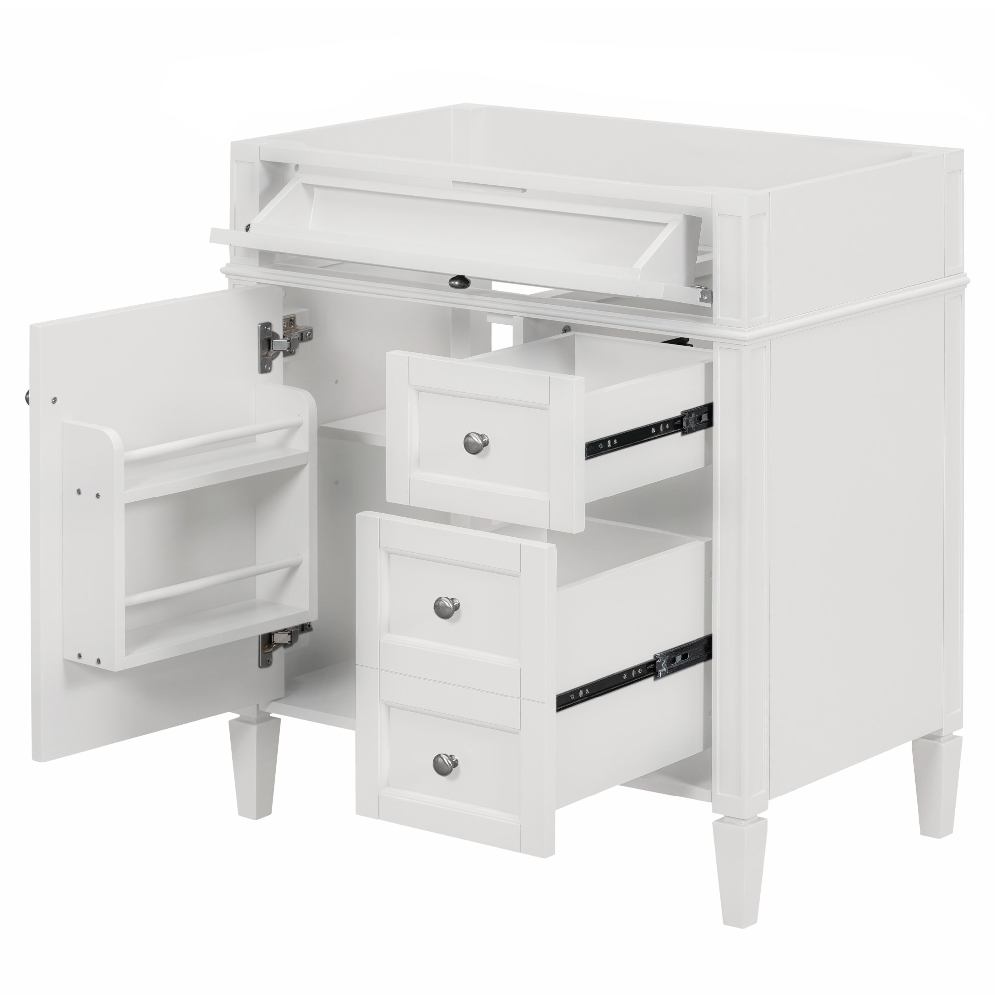 Tinyhomie 30inch Bathroom Vanity without Top Sink Modern Bathroom Storage Cabinet with 2 Drawers and a Tip-out Drawer NOT INCLUDE BASIN