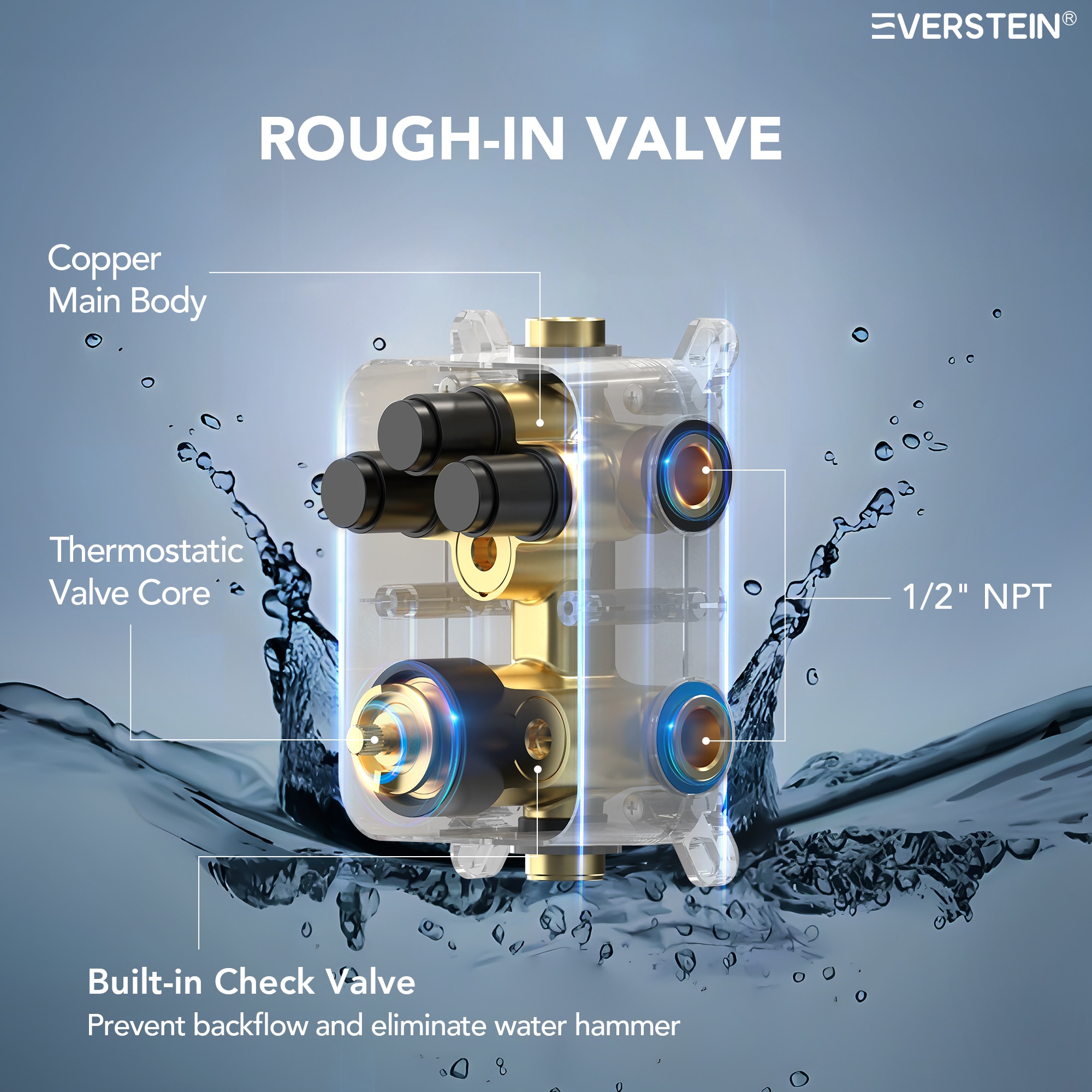 EVERSTEIN Q-922-OTOP Showerhead-Bar-Panels - View #6