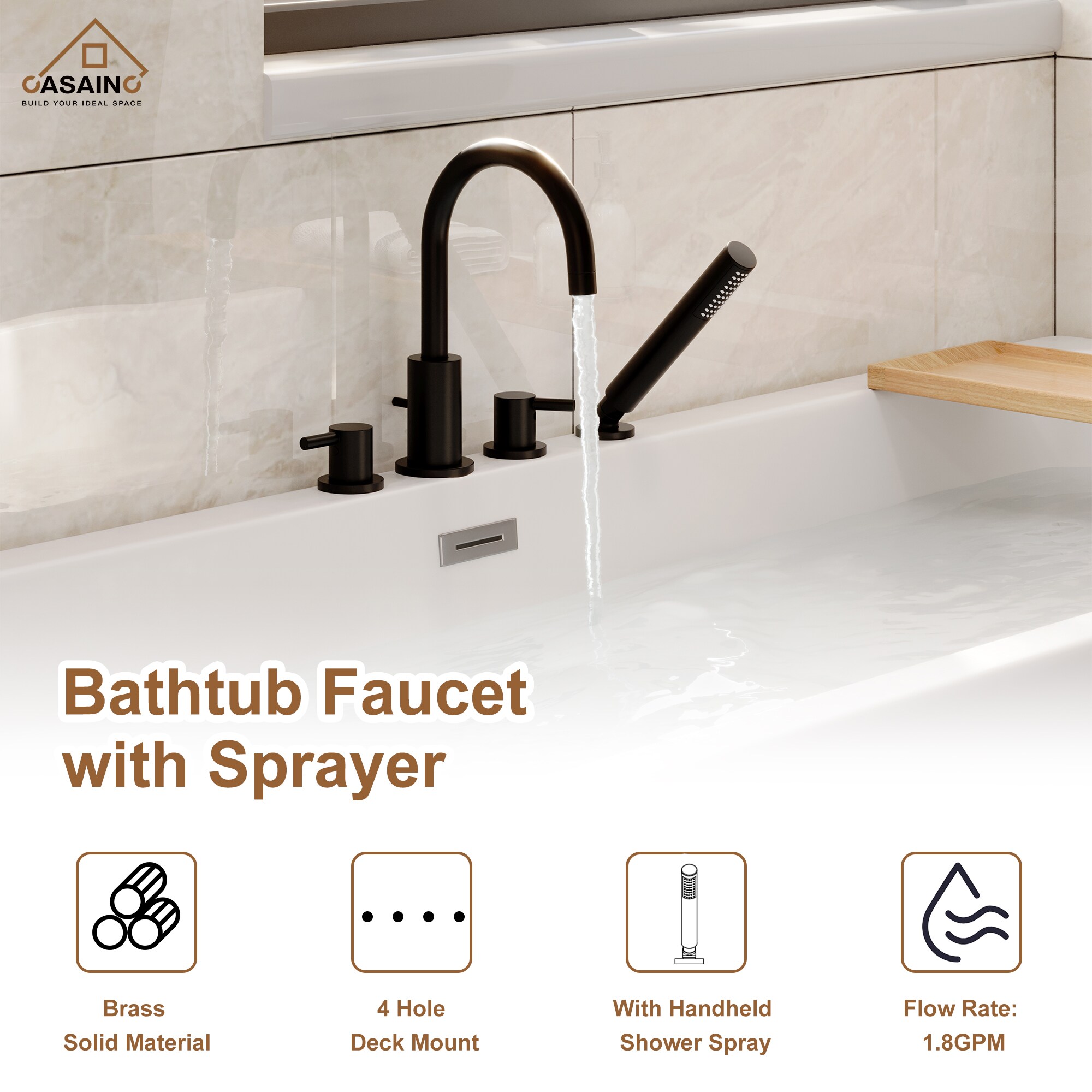 CASAINC CALTC11BN Roman-Tub-Faucets - View #6