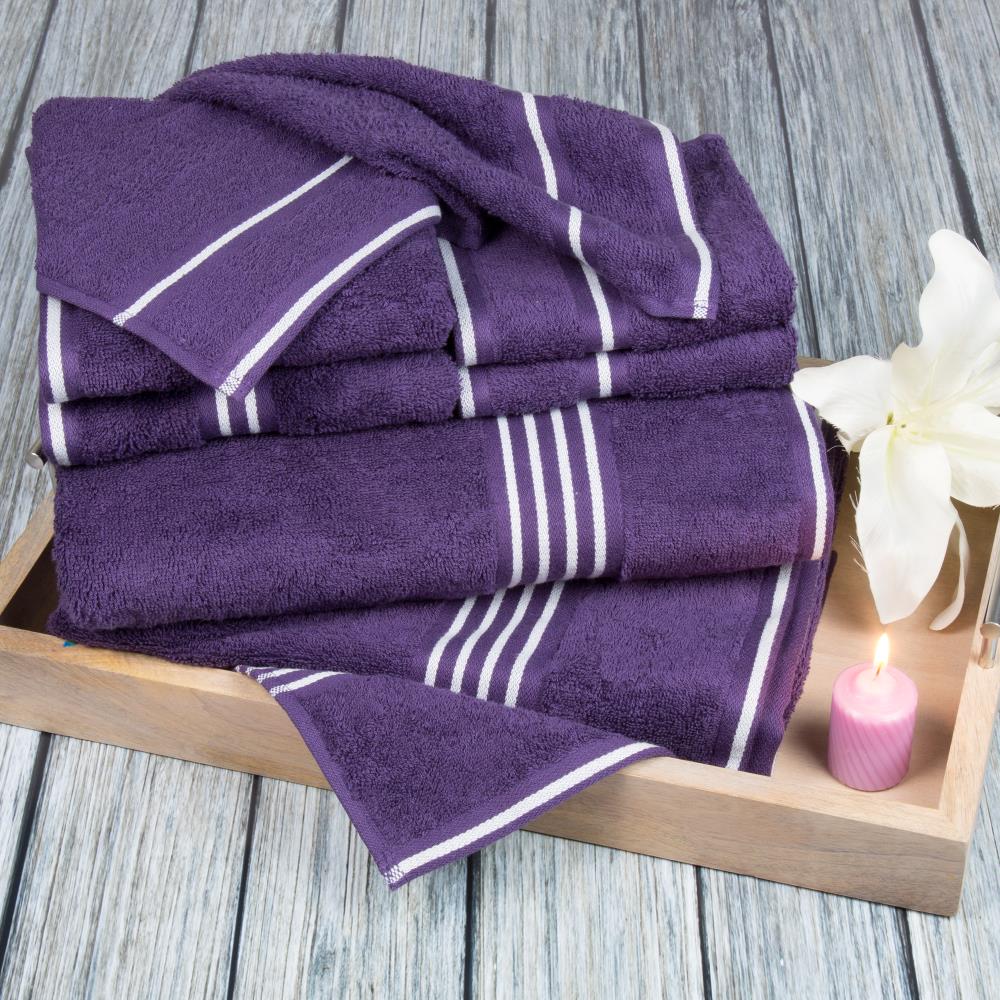 8pc Cotton Bath Towel Set Purple