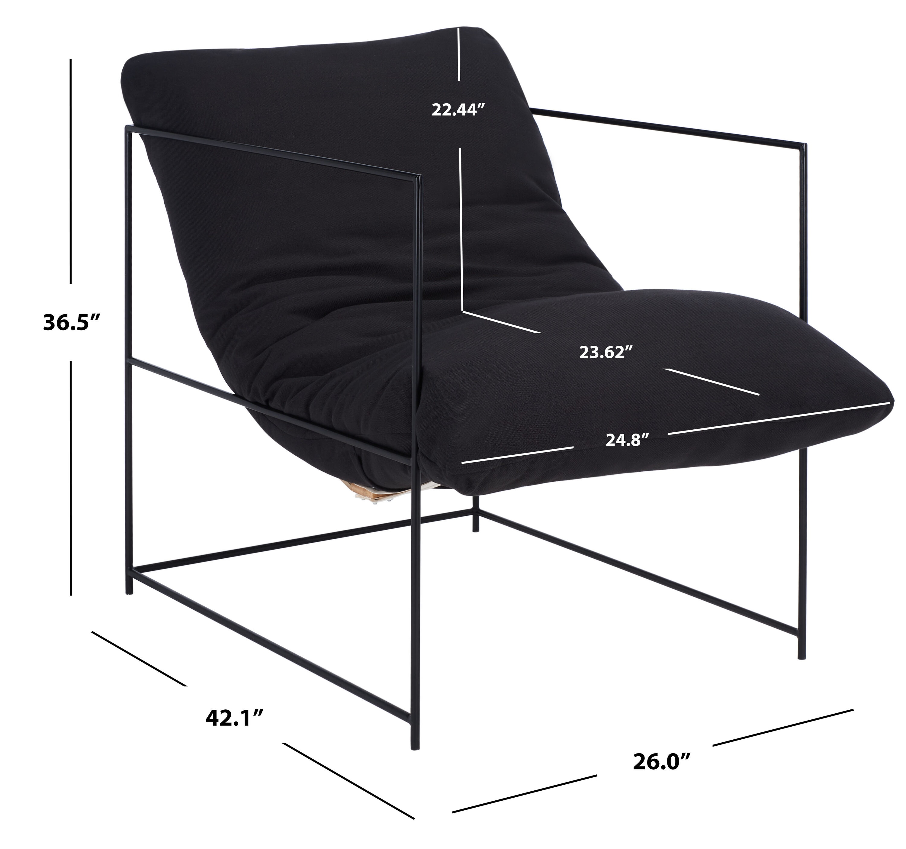 Portland Black Iron Frame Pillow Top Accent Chair
