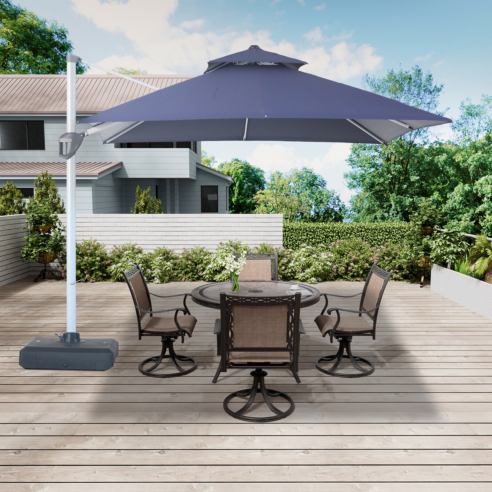 Mondawe 10-ft Aluminum Cantilever Patio Umbrella with Base in the Patio ...