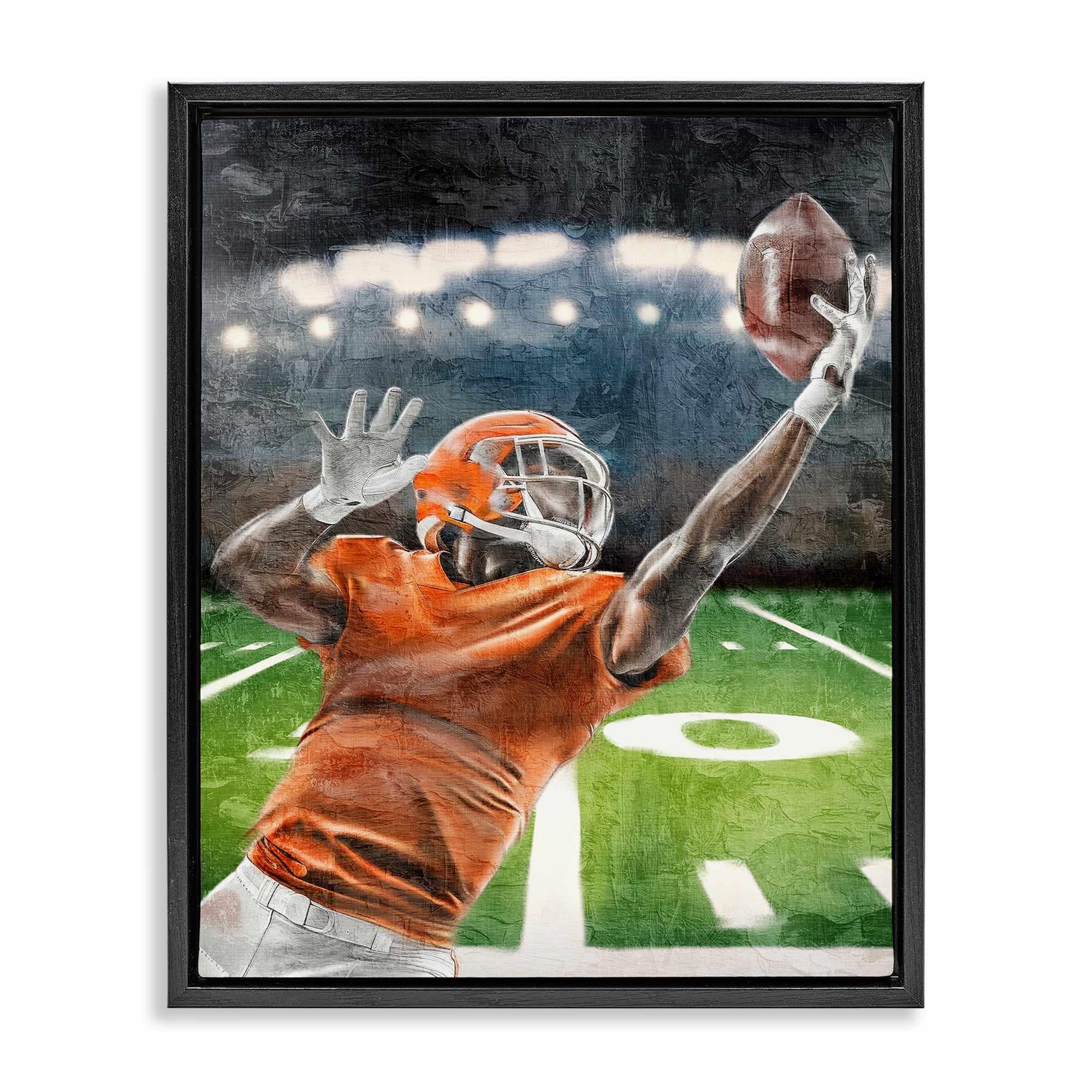 Stupell Industries BS-090-FFB-24X30 Athlete Catching Football Black Framed Floater Canvas Wall Art By Kim Allen 25 x 31