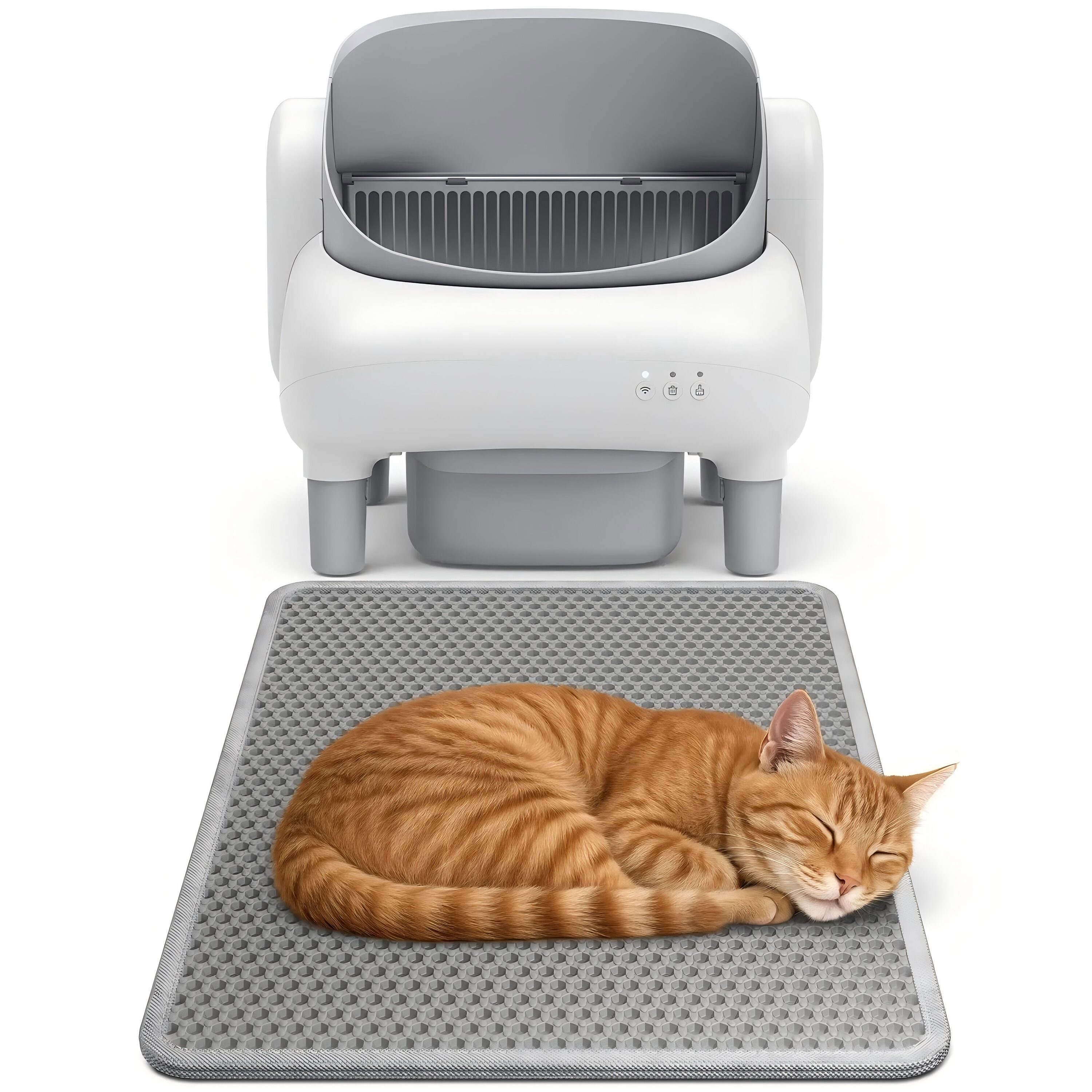 Cumrige Waterproof EVA Cat Litter Mat Double Layer Honeycomb Design Traps Litter Easy Clean Protects Floors