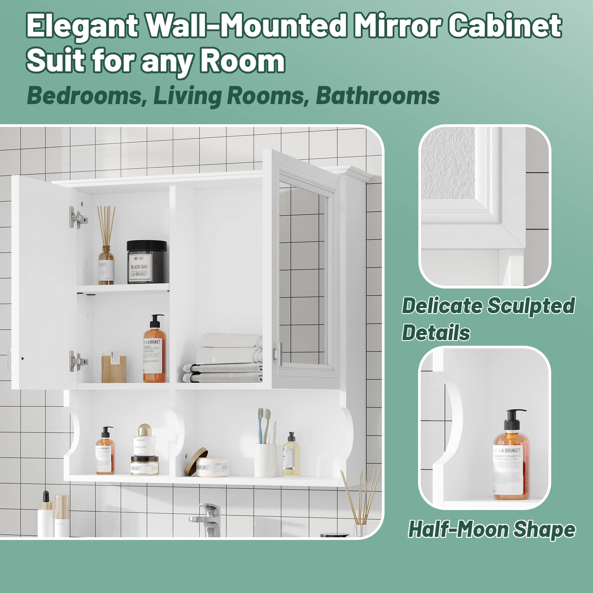 Vynxaria LESX1634-DJWC-CW002 Bathroom-Wall-Cabinets - Thumbnail View #3
