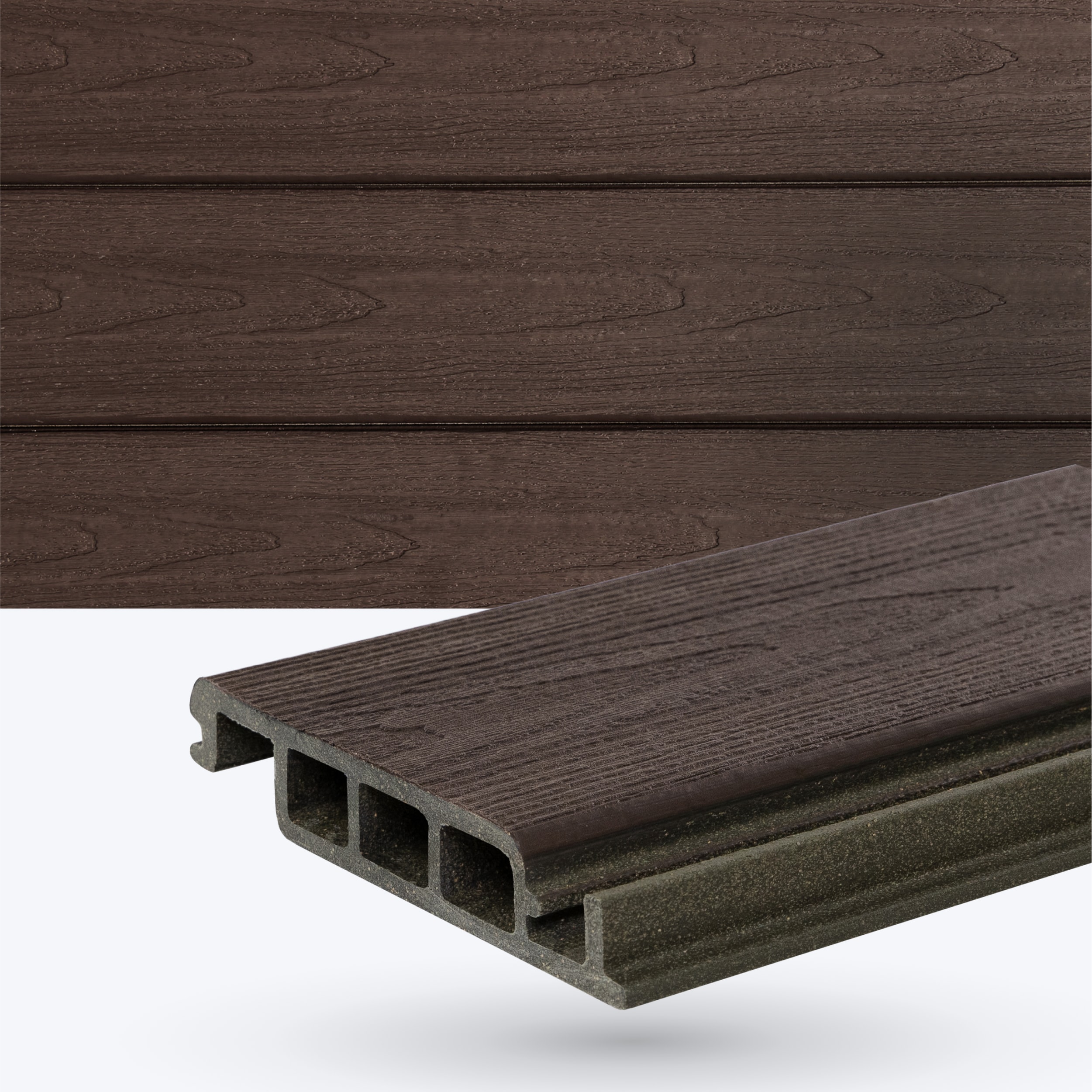 DuxxBak DX-D-144BW Water-Shedding 1-in x 6-in x 12-ft Black Walnut Interlocking Composite Deck board
