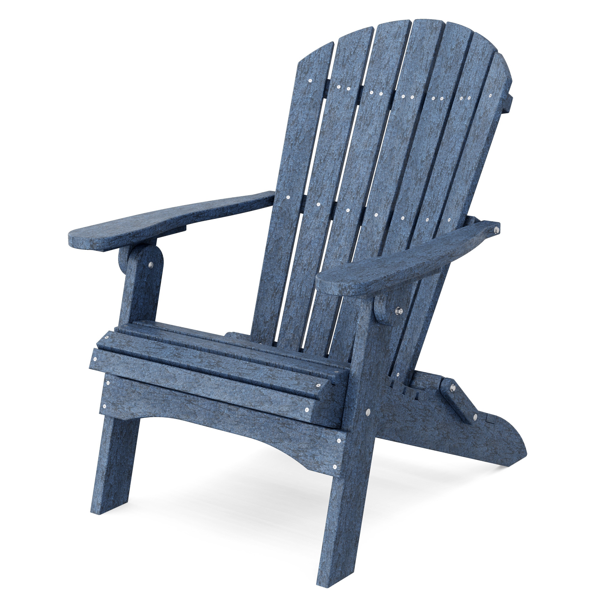Wildridge LCC-107-PB Heritage Folding Patriot Blue HDPE Frame Stationary Adirondack Chair with Slat Seat