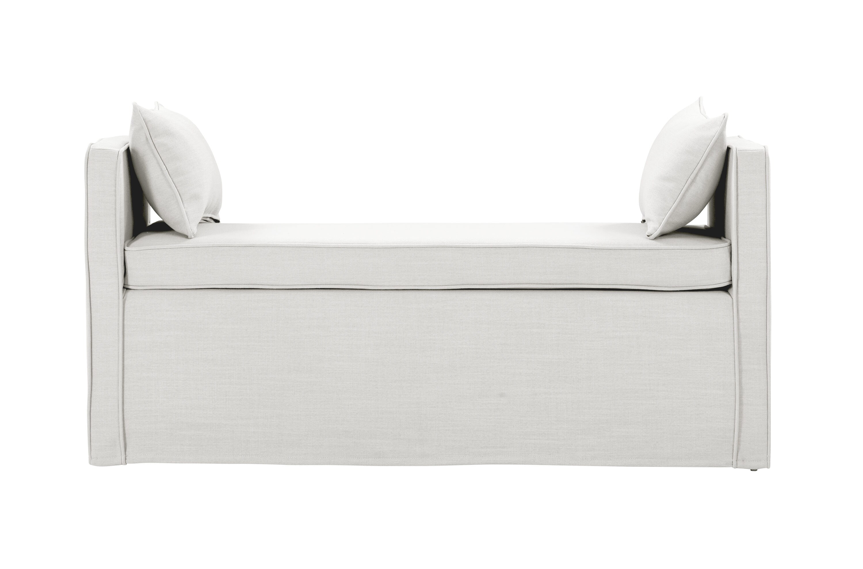 Rustic Manor SBH221-03WE-LS Linen Arm Bench with Two Pillows