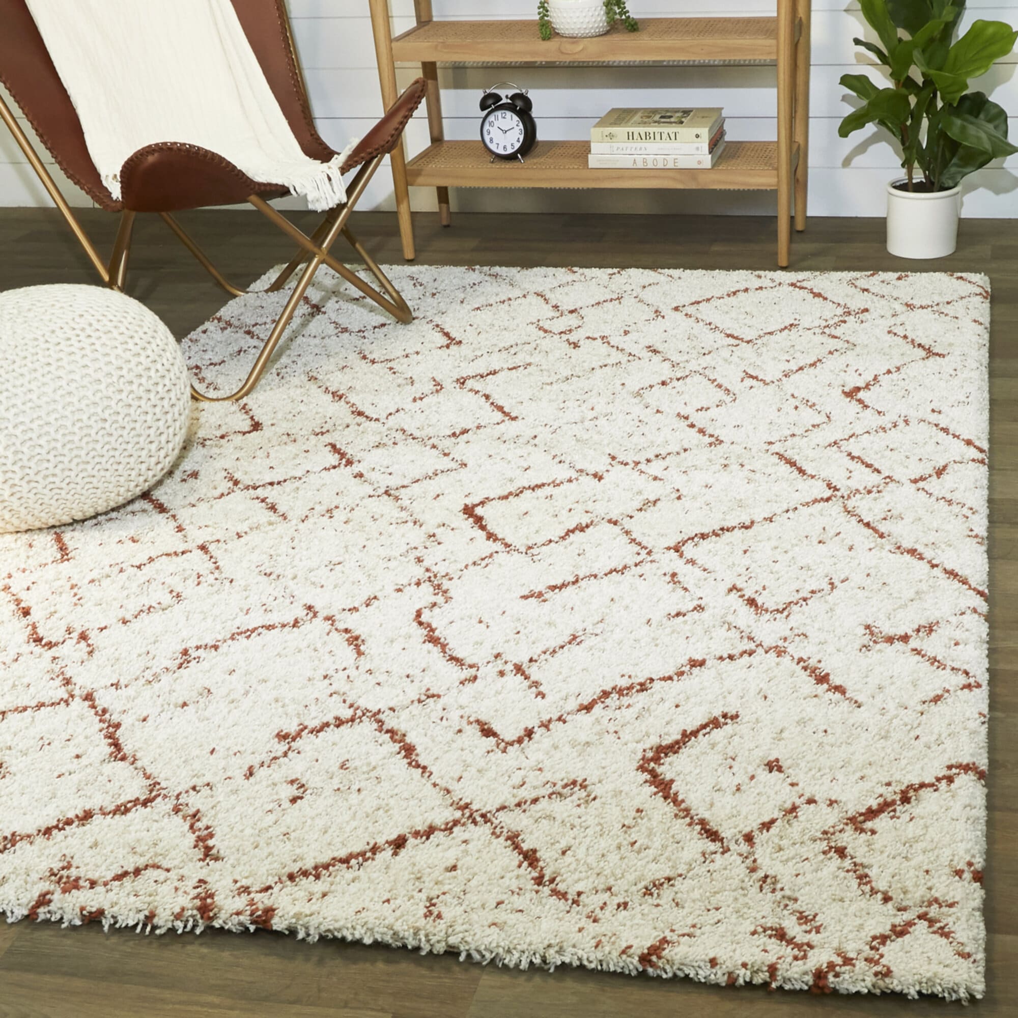 Balta 3094970 8 x 10 (ft) Loomed Polypropylene White/Orange Rectangular Indoor Abstract Mid-Century Modern Area rug