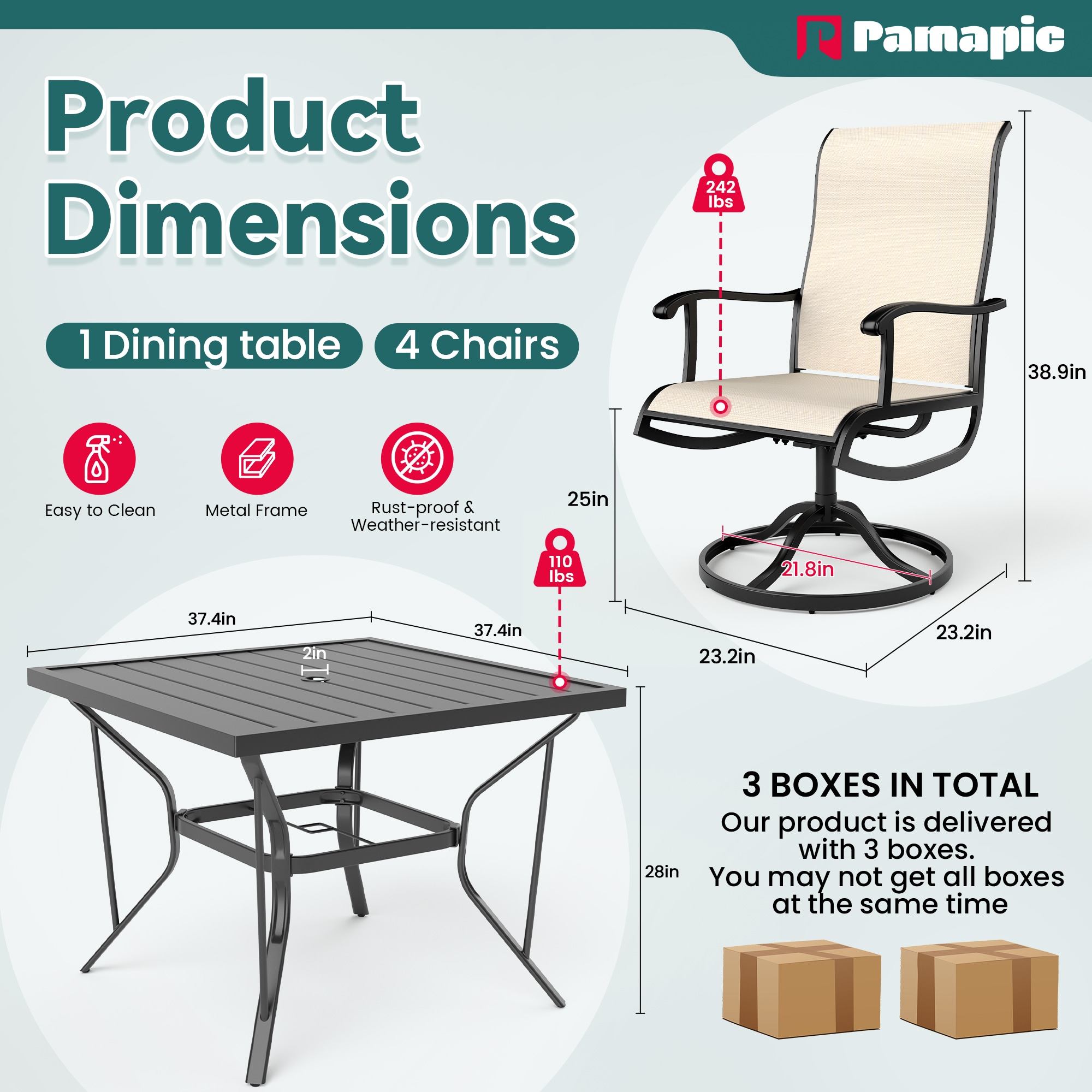 PamaPic TS-CZ-ZY-5JT-B-WL1 Patio-Dining-Sets - View #5
