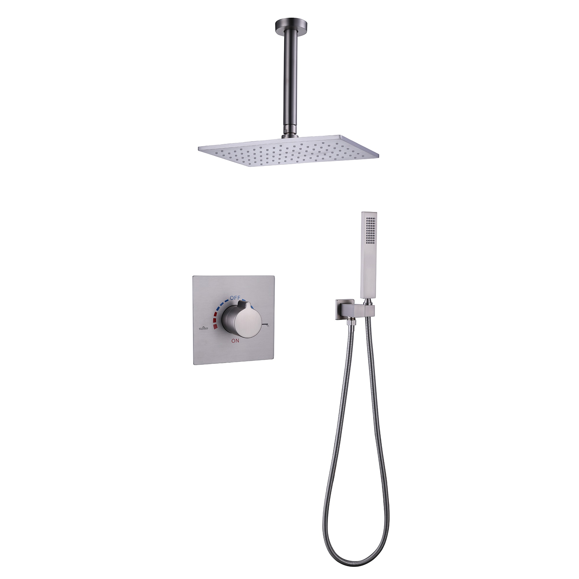 WELLFOR Ceiling Showers System Brushed Nickel Built-In Shower System In ...