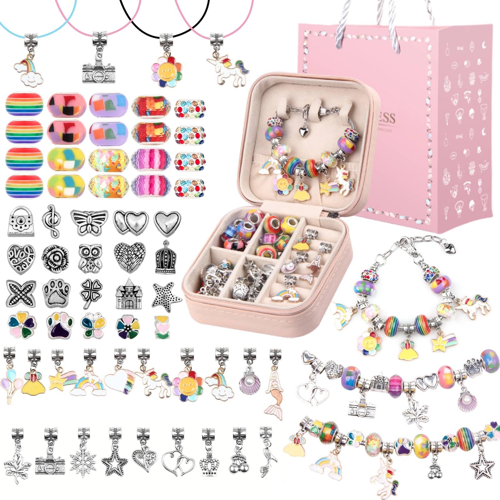 AOIZGMY  Charm Bracelet Making Kit Girls Beads for Jewelry Making Kit Unicorns Arts Crafts Gifts Set for Teen Girls Age 5 6 7 8 12 with a