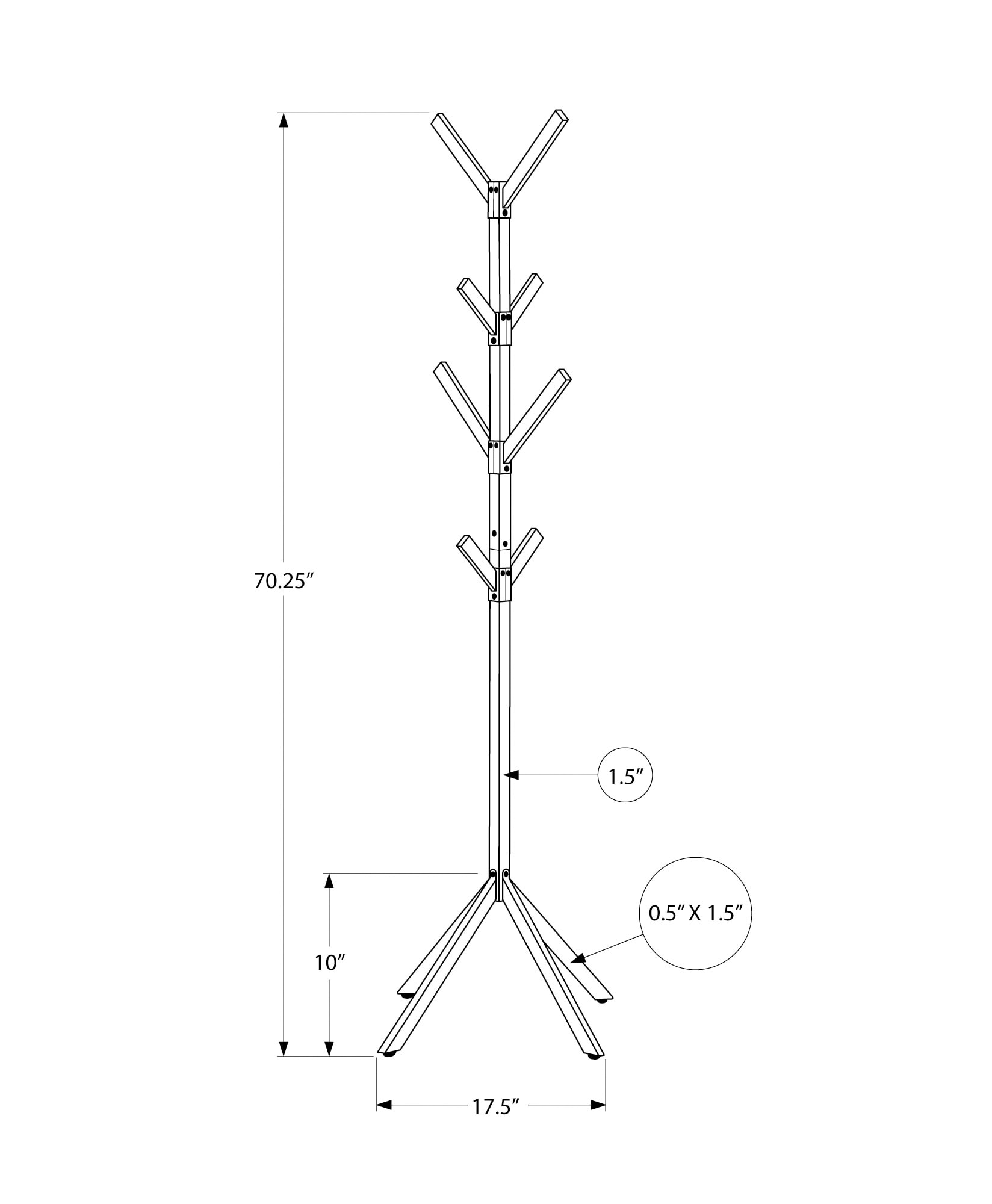 Monarch Specialties Contemporary Black Metal Coat Rack Stand with 8 ...