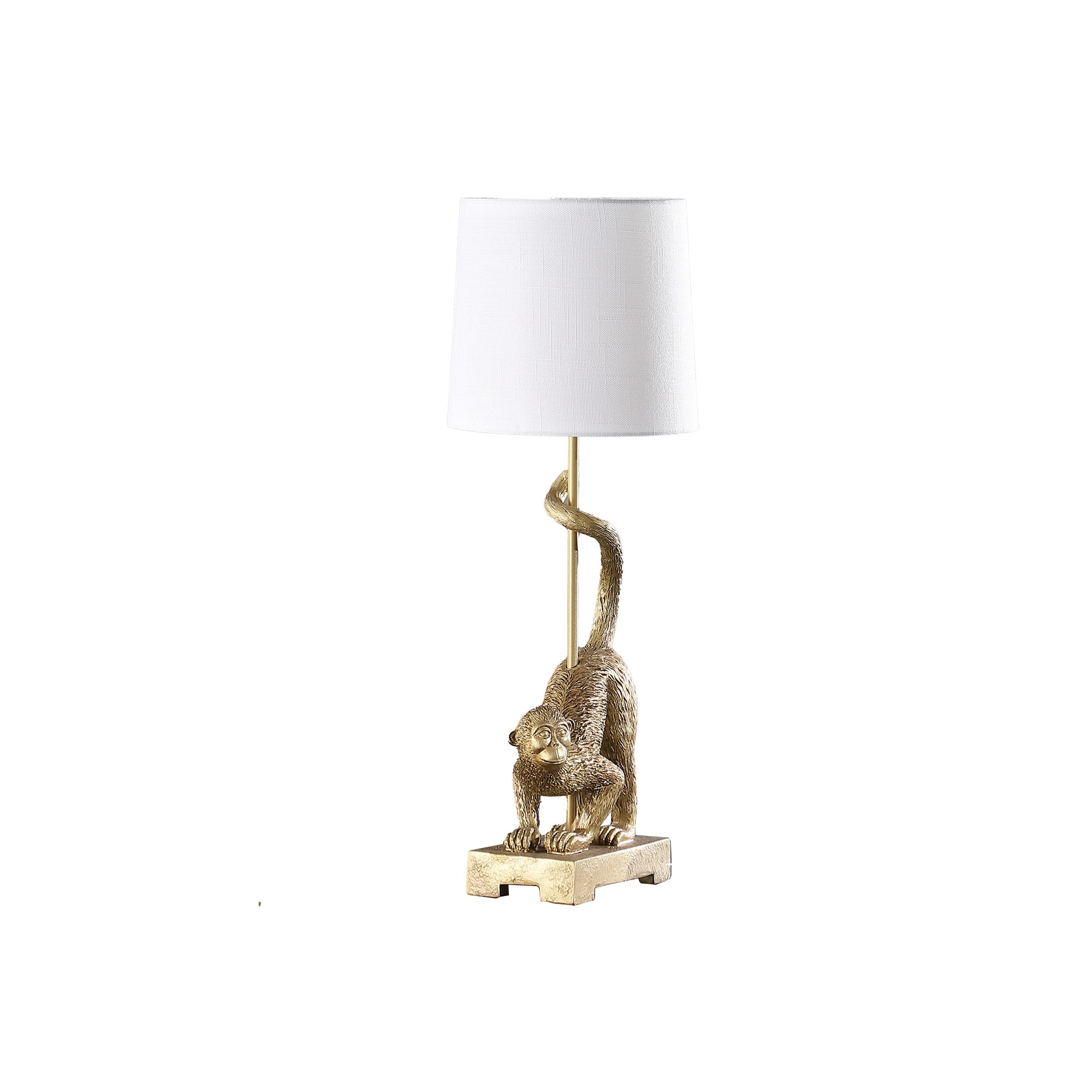 HyperDrop Cart 24-in H Gold Capuchin Monkey Polyresin Table Lamp Weather-Shield Nightstand Light for Bedroom