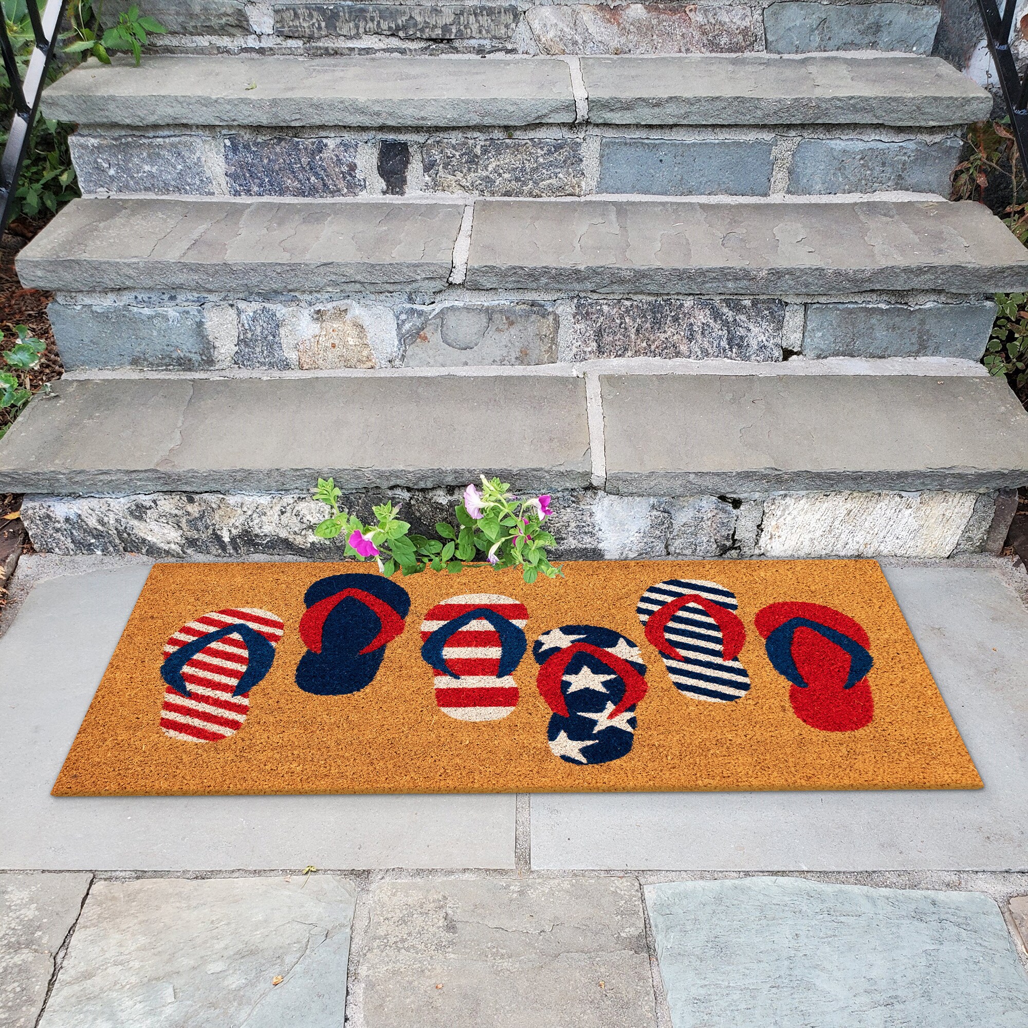 Patriotic Flip Flops Coir Outdoor Doormat 2' x 3'