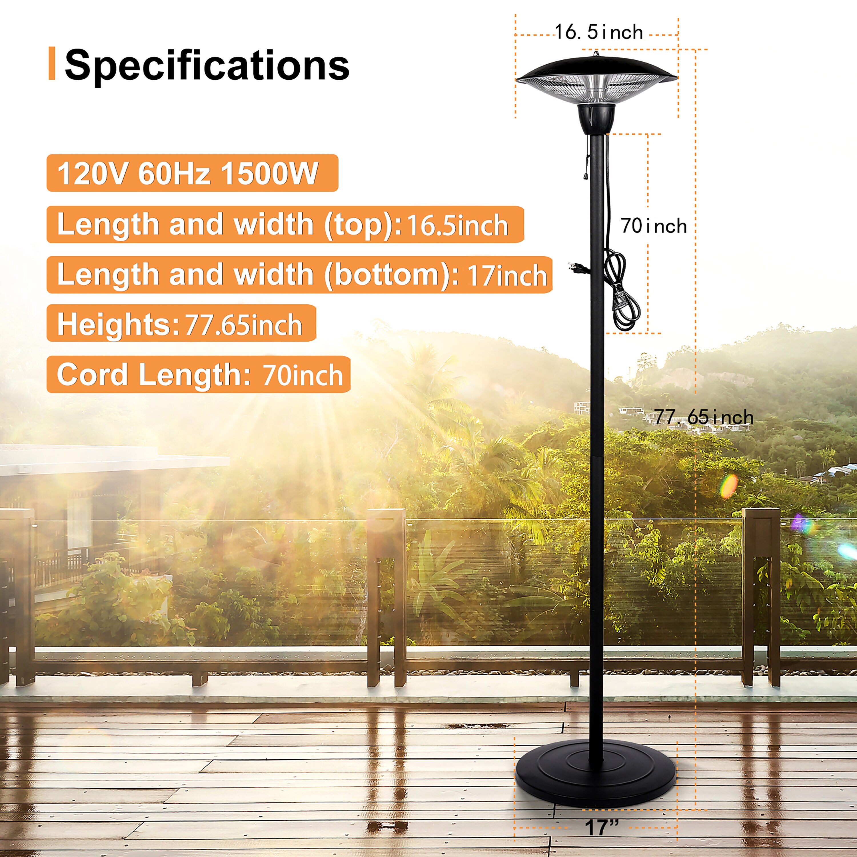 Kahomvis DHS-QPW1-2837 Outdoor-Electric-Patio-Heaters - View #6