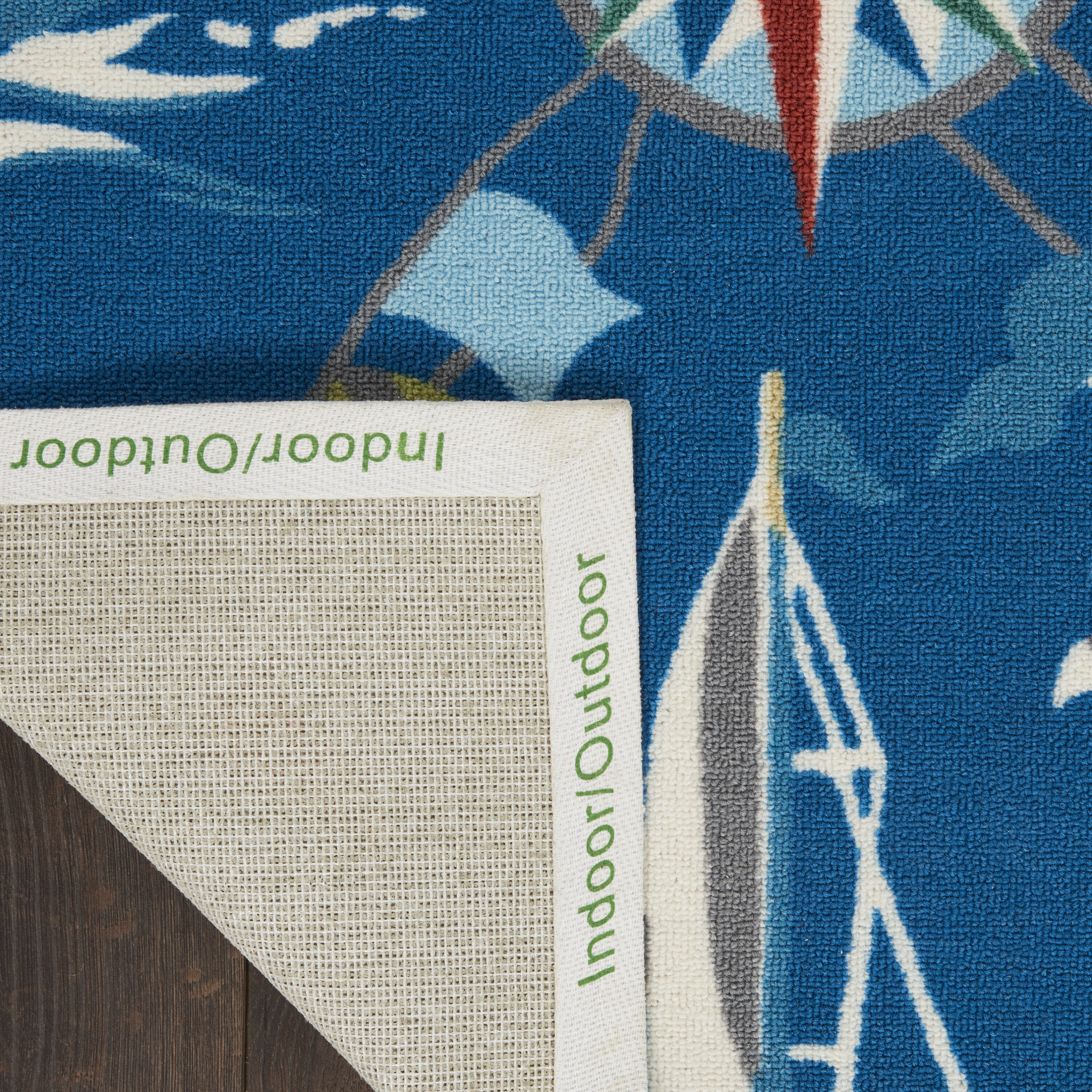 Blue Diamond Nautical Reversible 4' x 6' Synthetic Area Rug