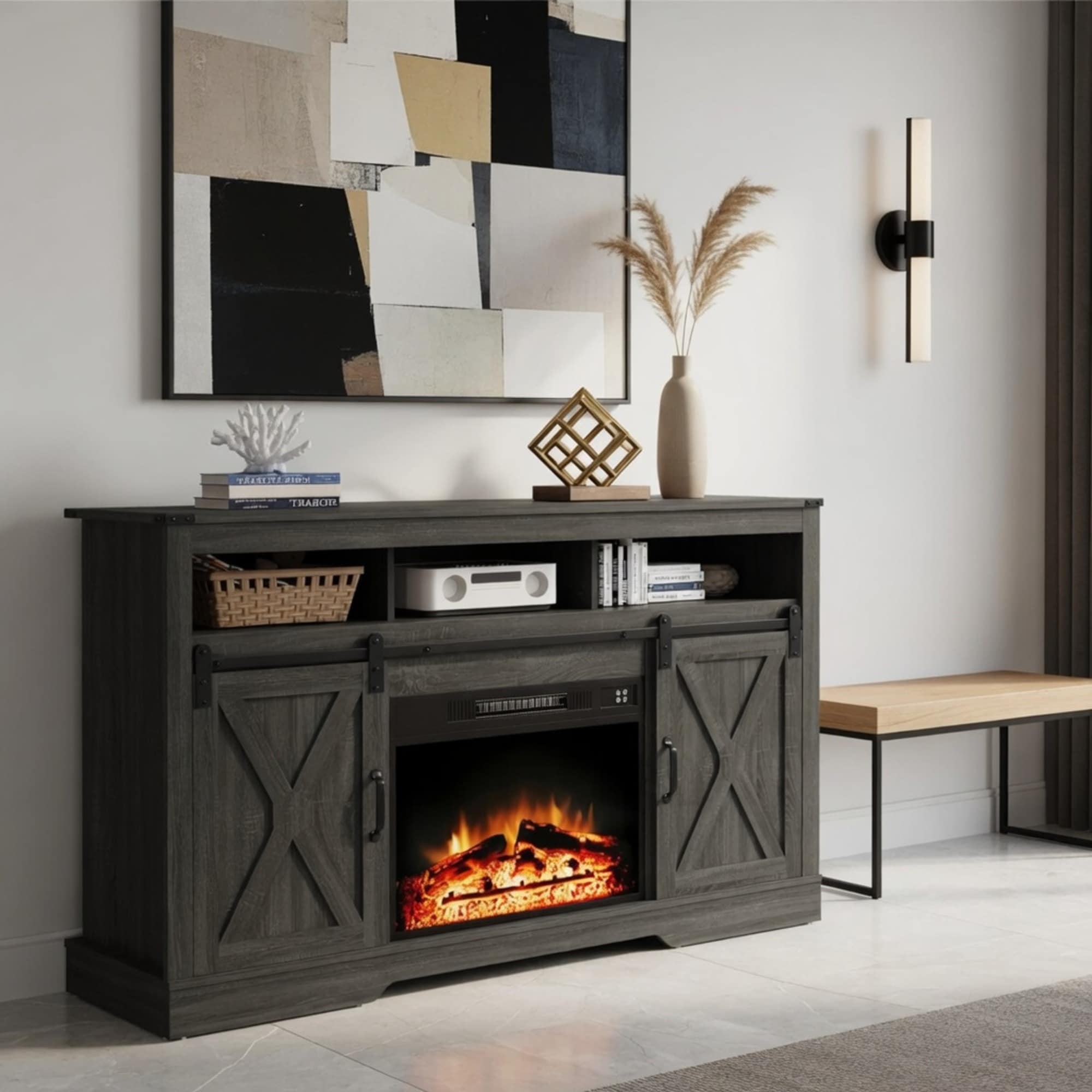 EdenDirect 23-in W x 6-in H Black Electric Fireplace Insert in the ...