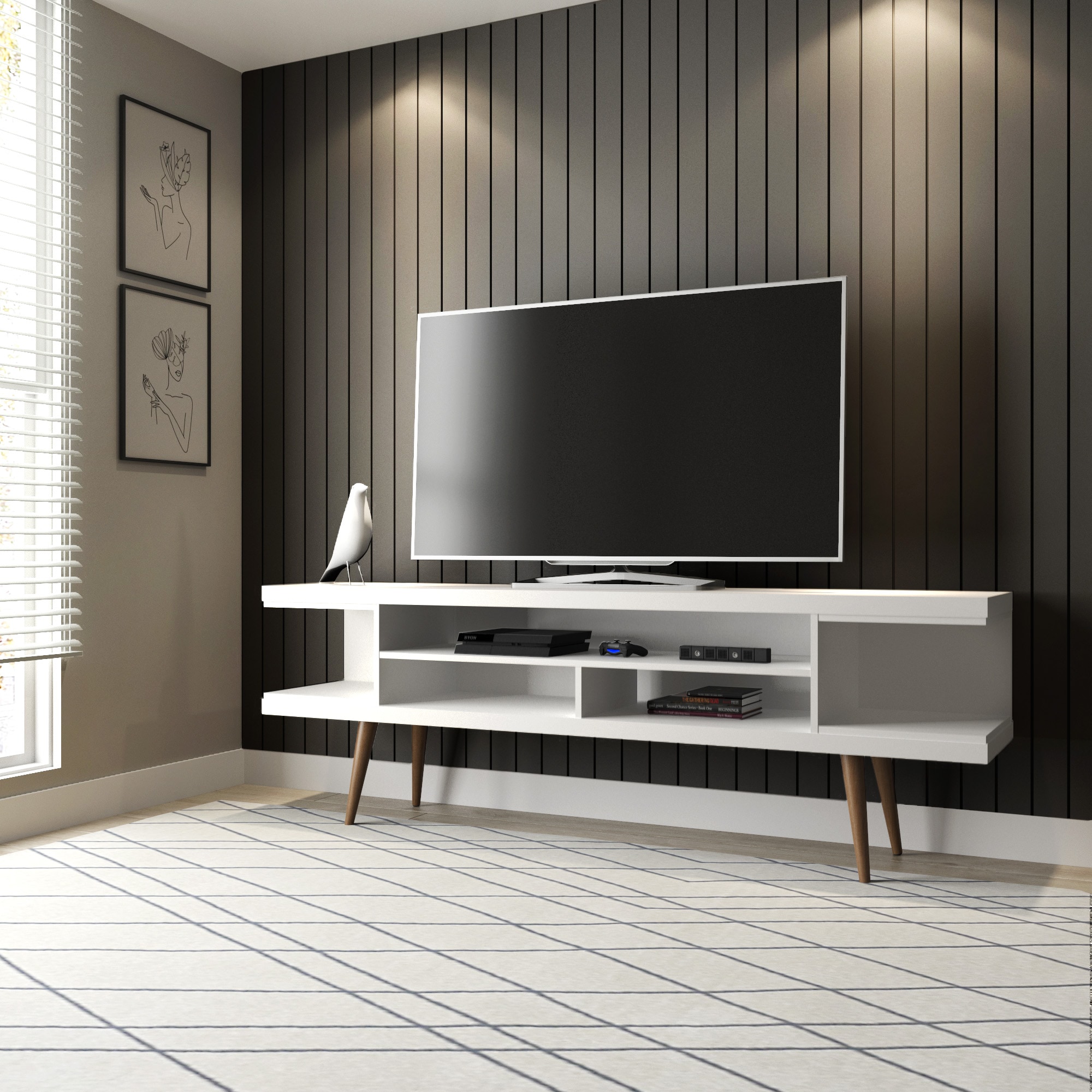 Manhattan Comfort 19754 Modern/Contemporary White Matte TV stand ( Accommodates TVs up to 65-in )