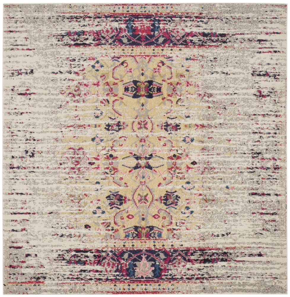 Safavieh MNC209R-7SQ Monaco Kimberly 7 x 7 (ft) Loomed Polypropylene Ivory/Pink Square Indoor Distressed/Overdyed Vintage Area rug