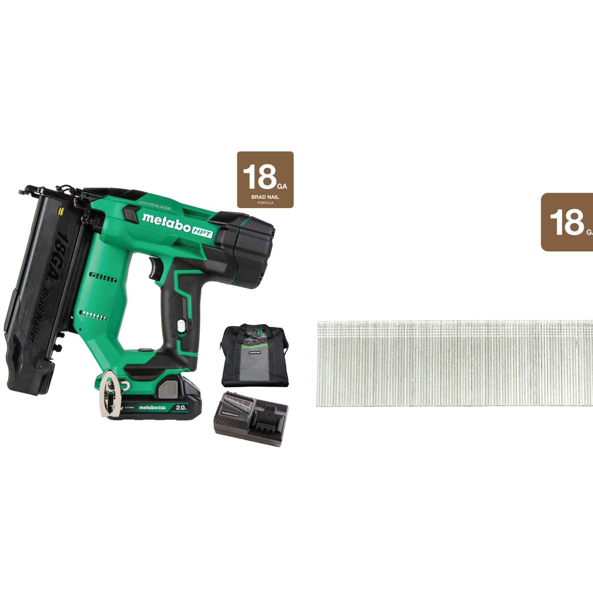 18V MultiVolt™ Brushless 18-Gauge Compact Brad Nailer + Brad Nails
