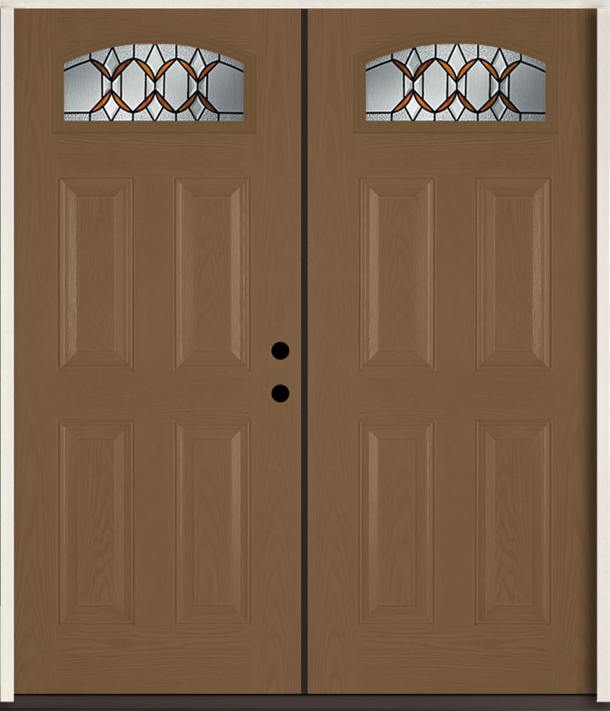RELIABILT LO841862 Park Hill 72-in x 80-in x Fiberglass 1/4 lite Left-hand inswing Woodhaven Stained Prehung Double Front Door Insulating core