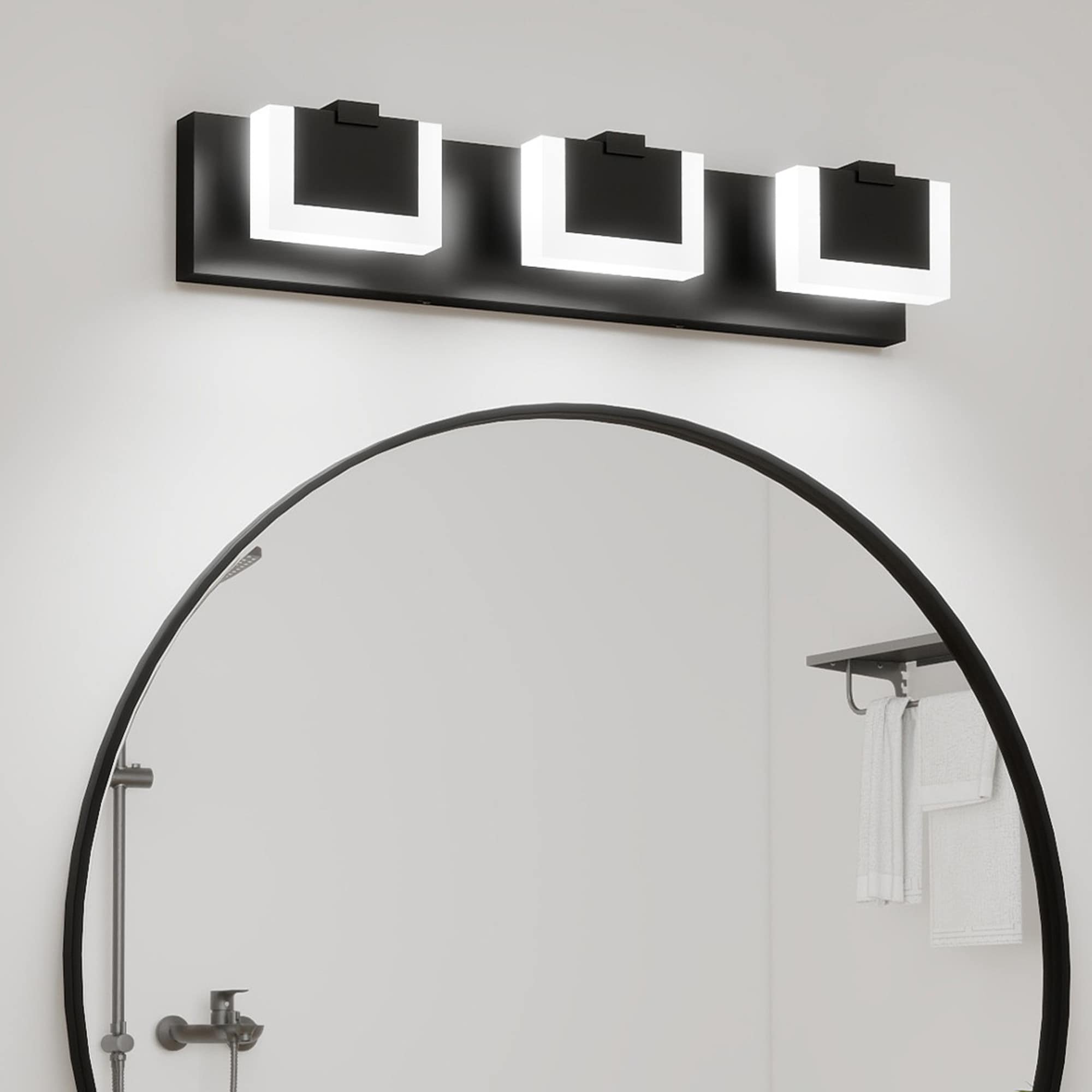Cuschoice  22-in 3-Modern LED Vanity Light Up and Down Bathroom Wall Fixture Over Mirror Black Iron Acrylic Design