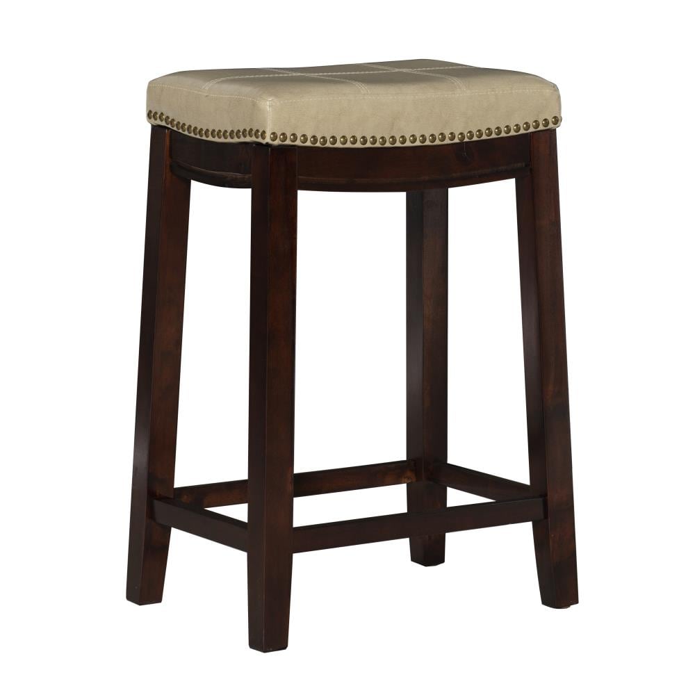 Linon 55815JUTE01U Dark Brown 24.0-in H Counter height Square seat Upholstered Wood Bar Stool