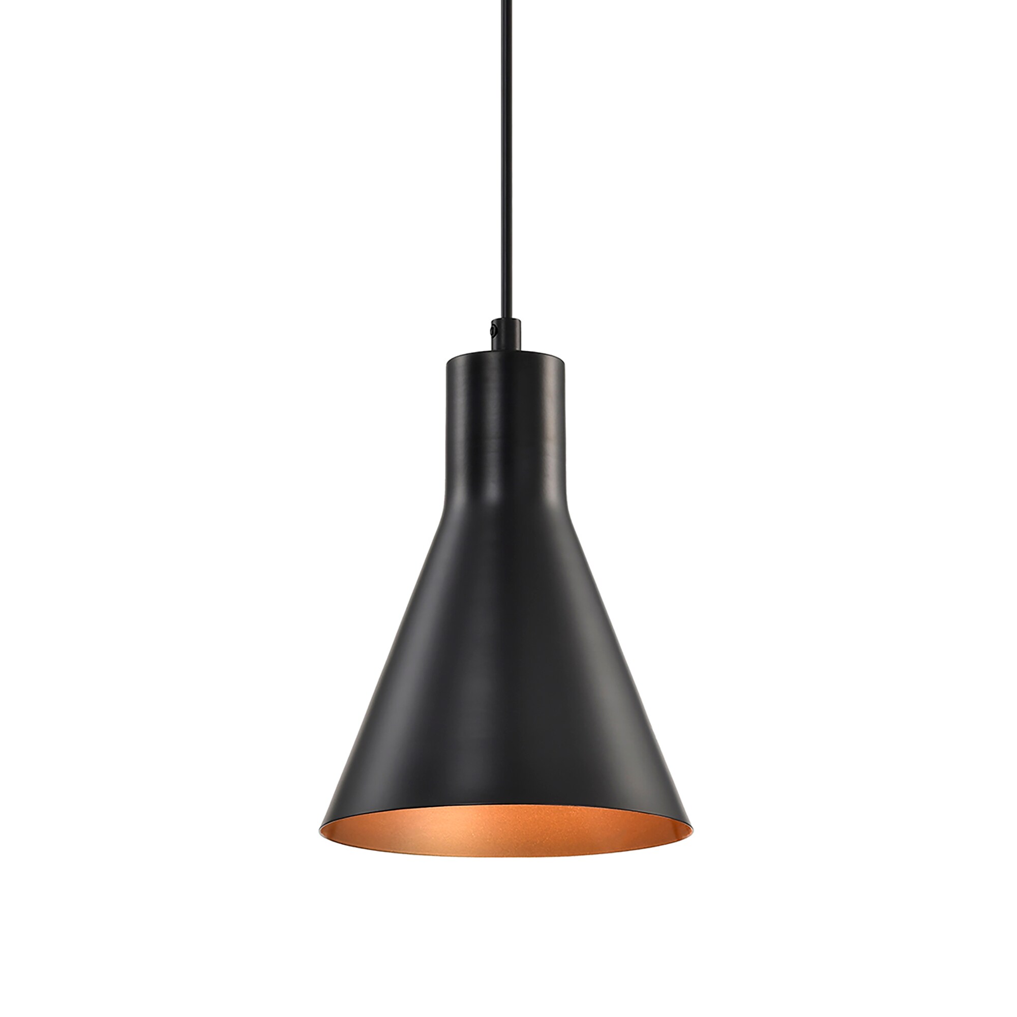 Edvivi EPJ3748BKGD 1 -Light Matte Black and Gold Modern/contemporary Cone Small Hanging Pendant light