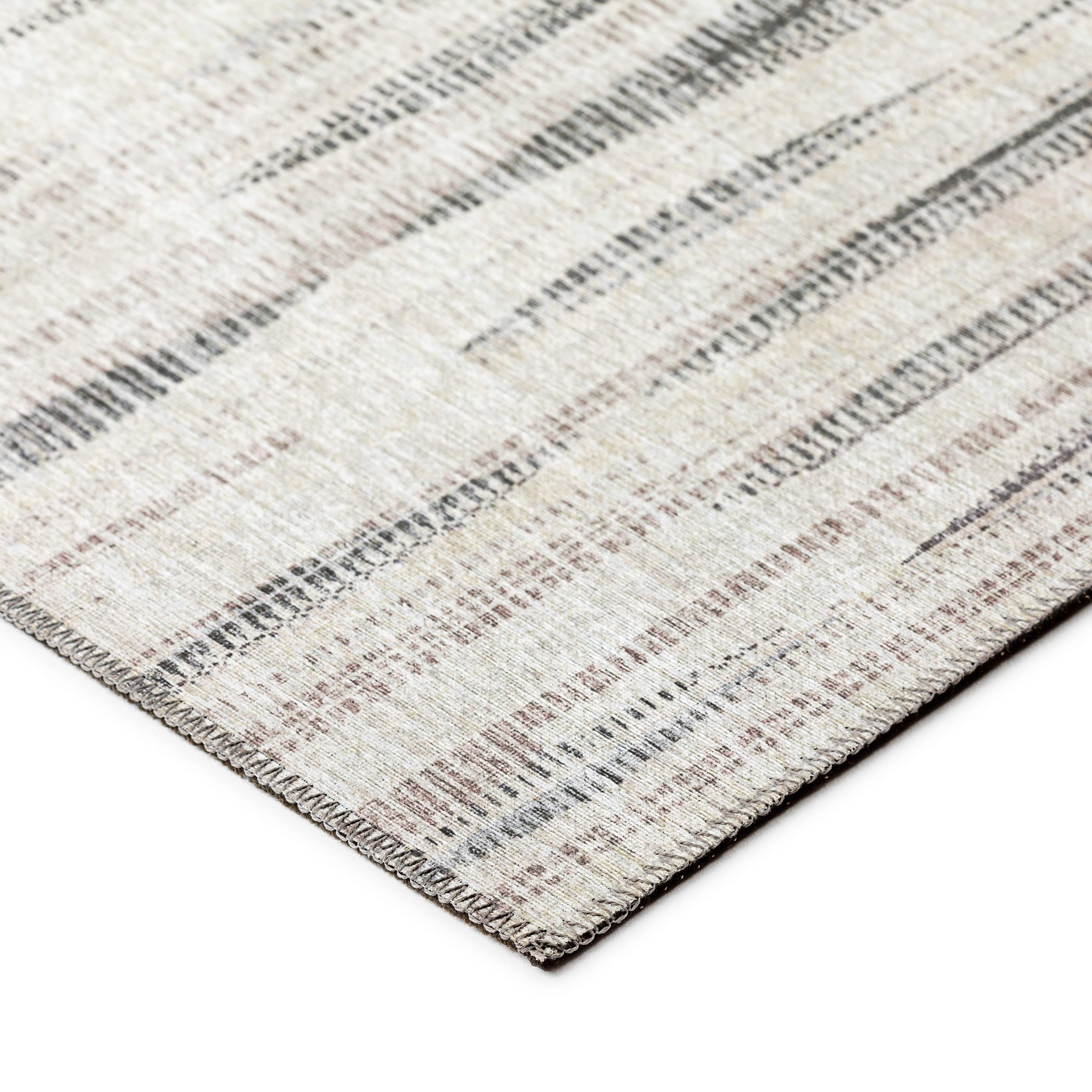 Beige Stripe Flat Woven 3' x 5' Synthetic Area Rug