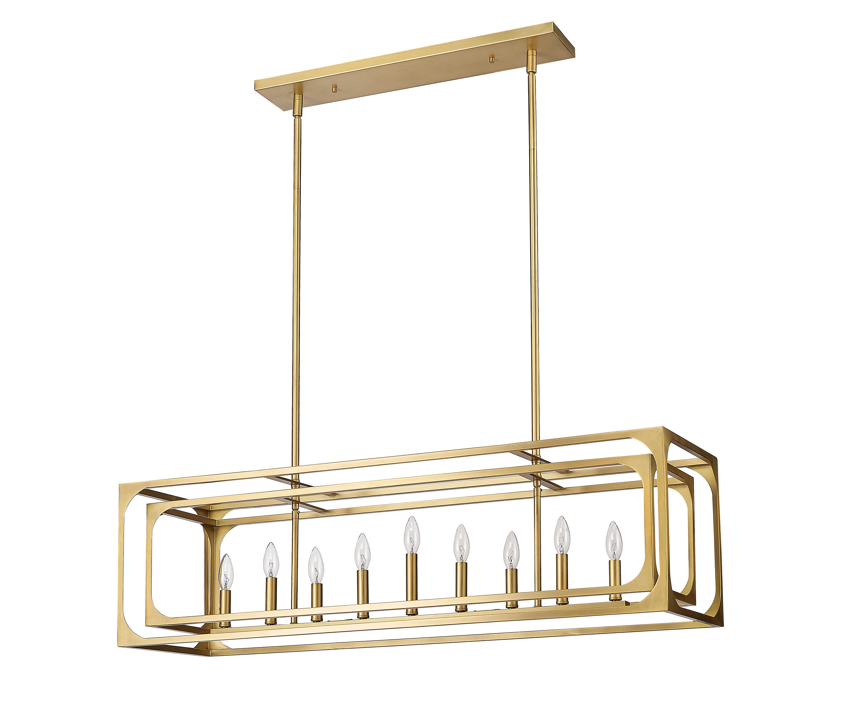 Easton 44'' Rubbed Brass 9-Light Linear Chandelier