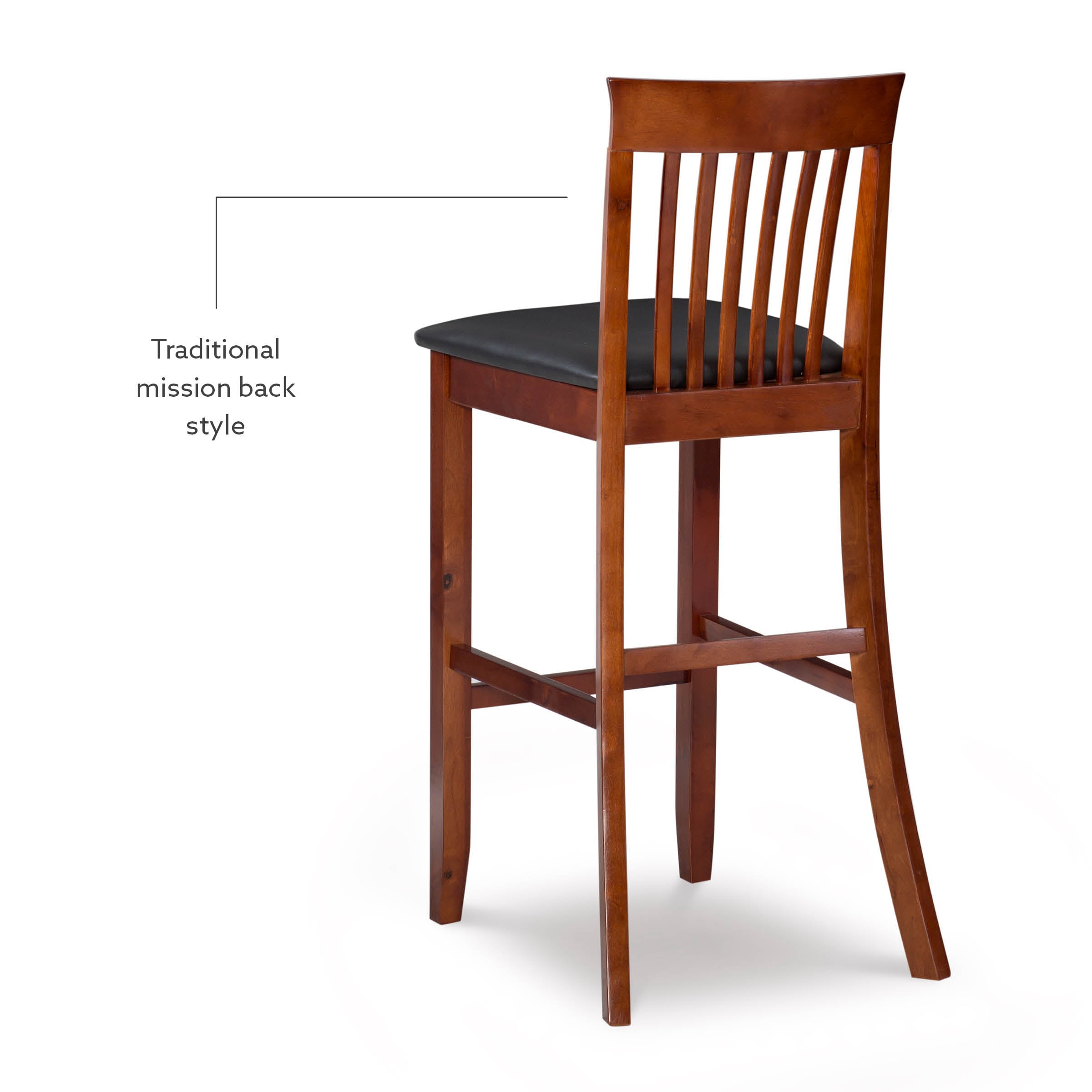 Classic Dark Cherry & Black Faux Leather 31" Craftsman Barstool
