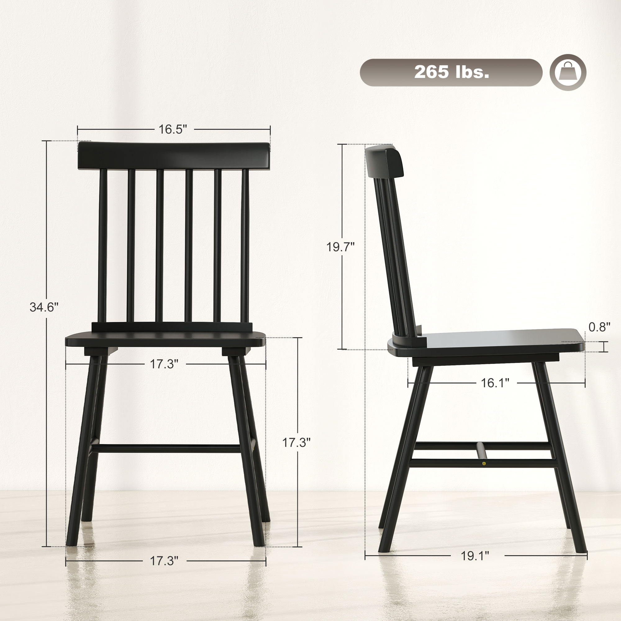 HomCom 83A-328V00BK Dining-Chairs - View #3