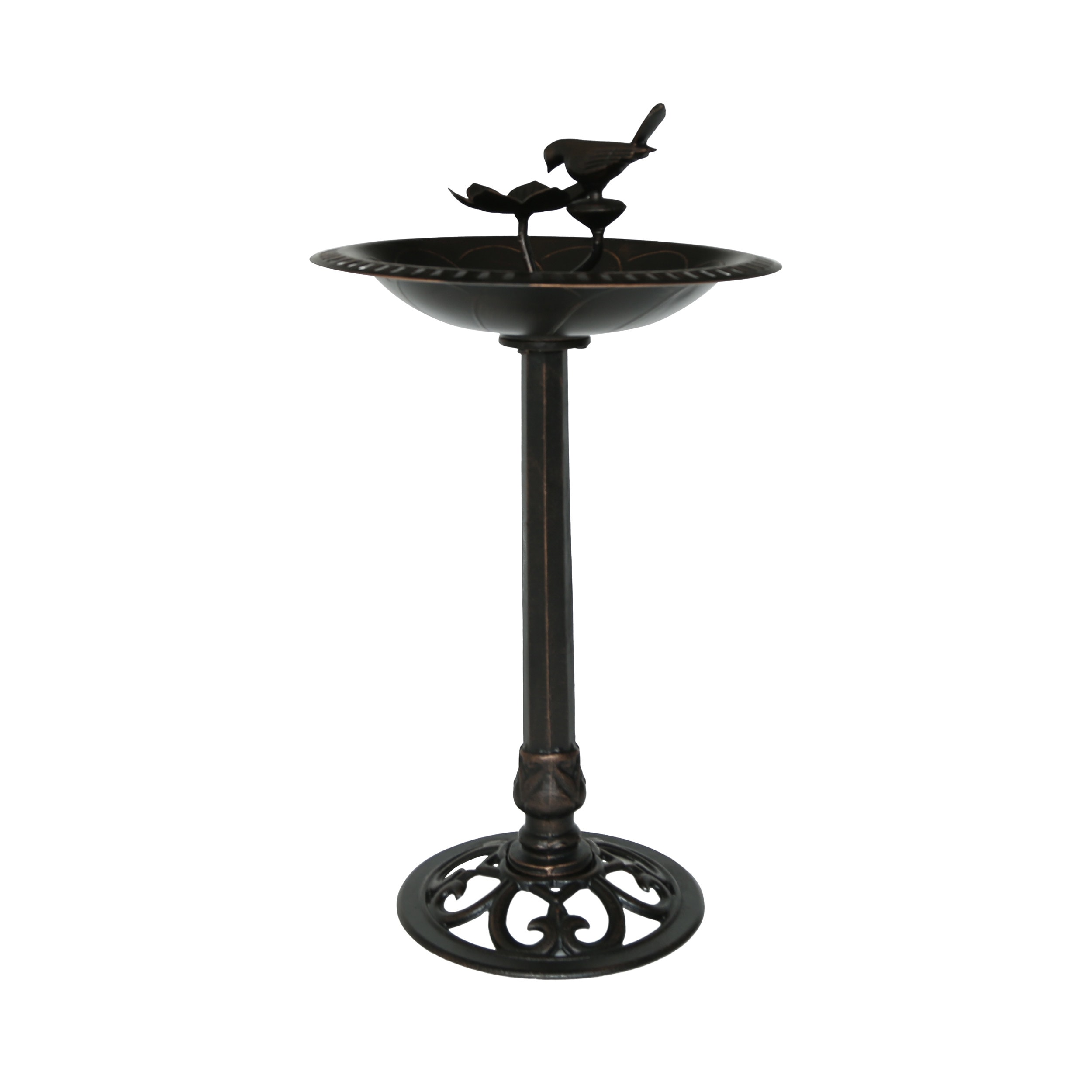 AHIOU HOME ZAAHG-64411.00COPBD 33.5-in H Bronze Metal Complete birdbath