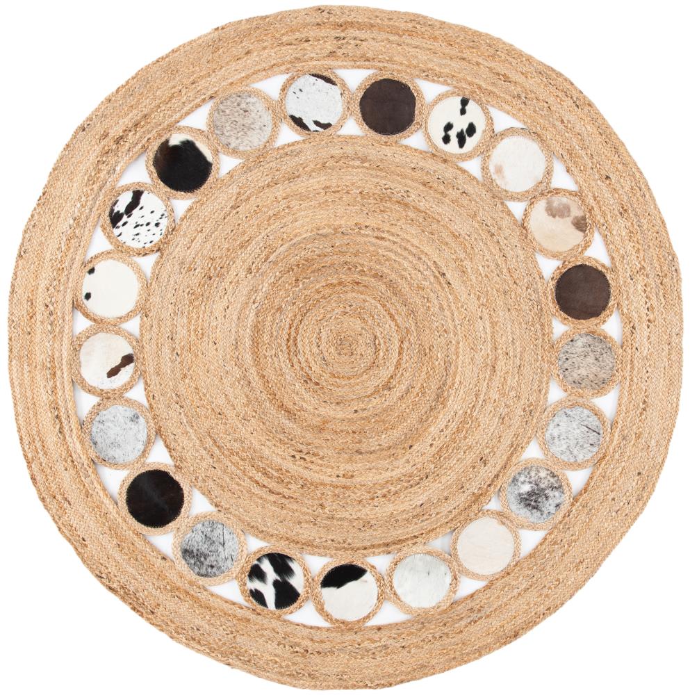 Safavieh NF370G-5R Natural Fiber Veneta 5 x 5 (ft) Synthetic Beige/Silver Round Indoor Abstract Area rug