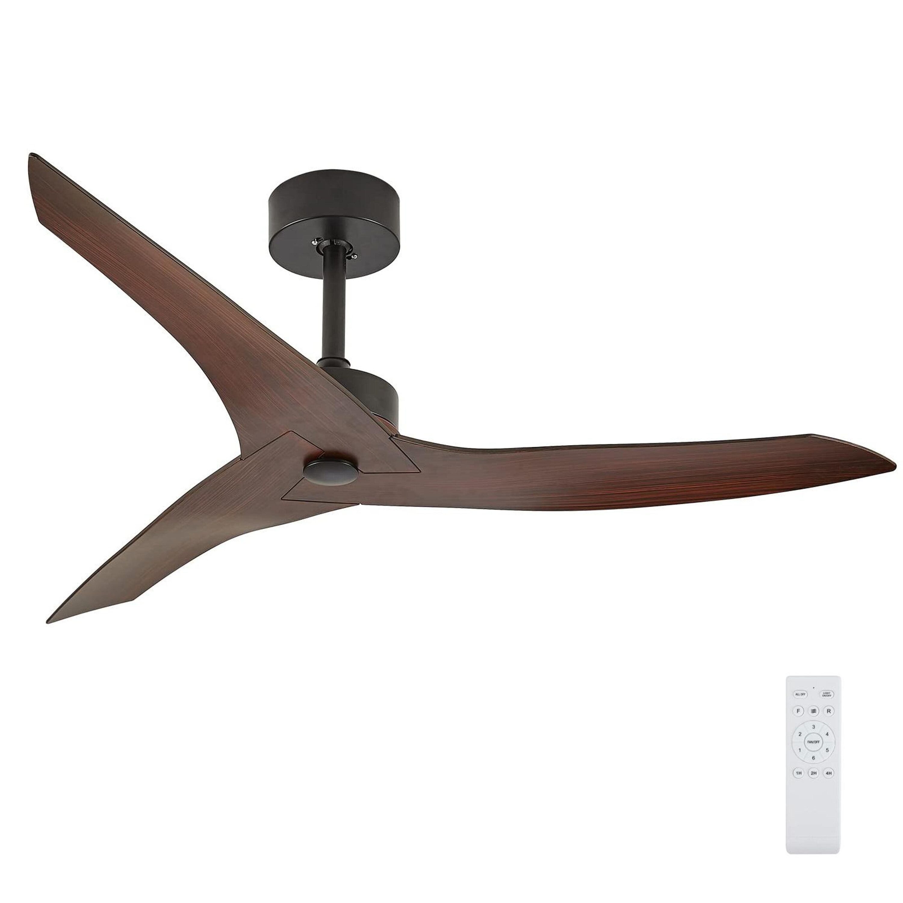 Bayfeve BFHC-4464-CF Adjustable Speed 52-in Outdoor Black with Brown ABS Blades Ceiling Fan Without Light and Remote ( 3 -Blade )