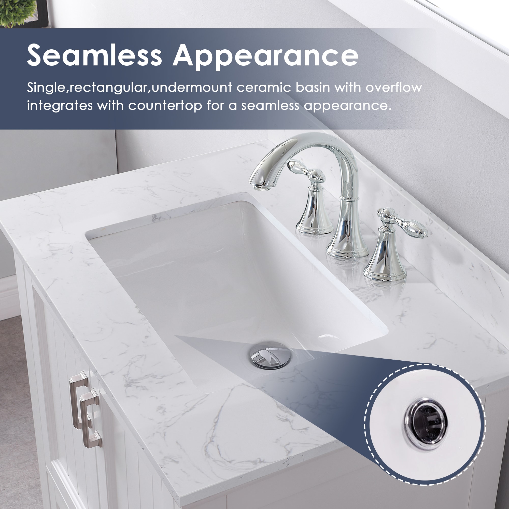 Isla 30" White Single Bathroom Vanity with Marble Countertop