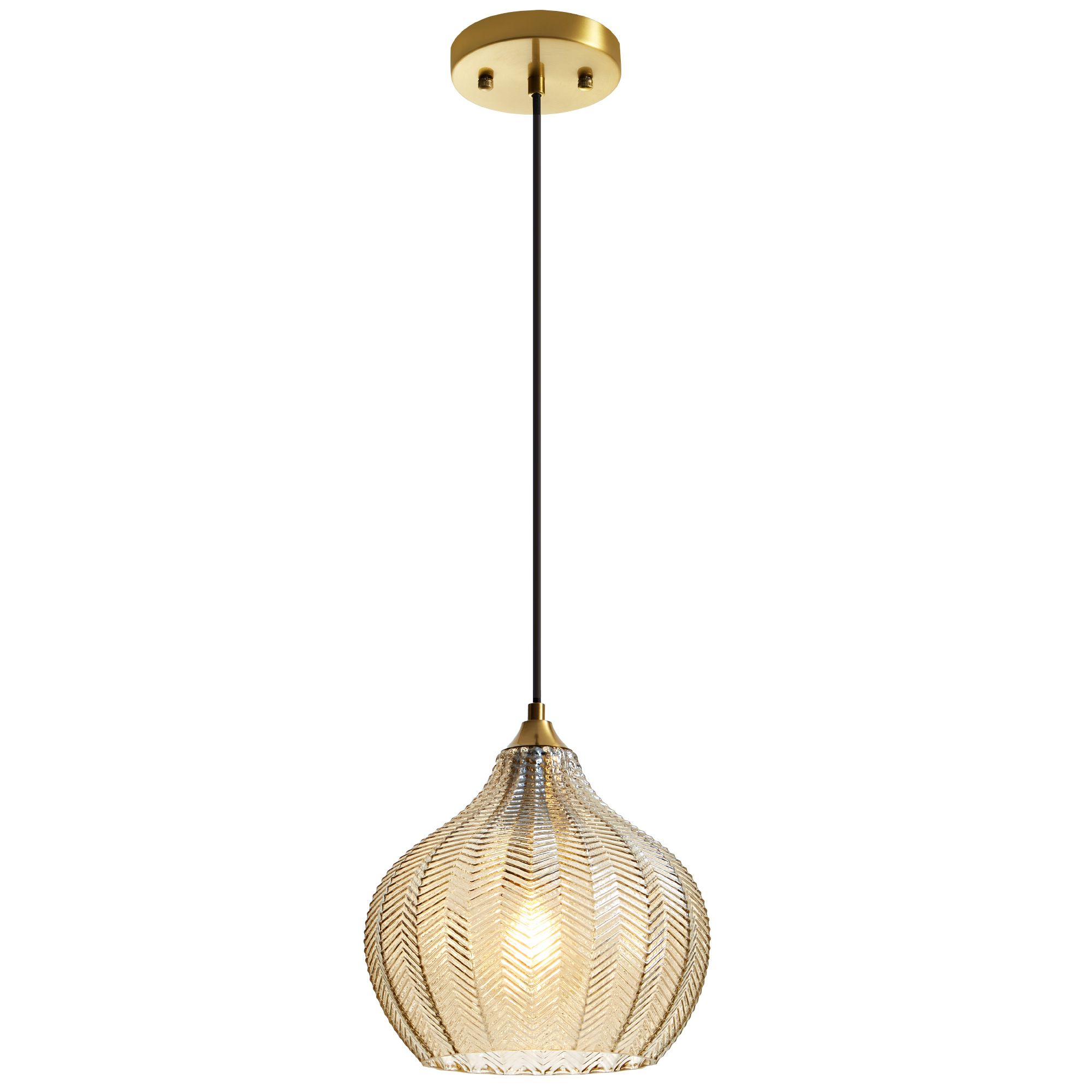 Lanmate  Amber Herringbone Glass Pendant Lighting Fixture Adjustable Height for Kitchen Island 9.05-in