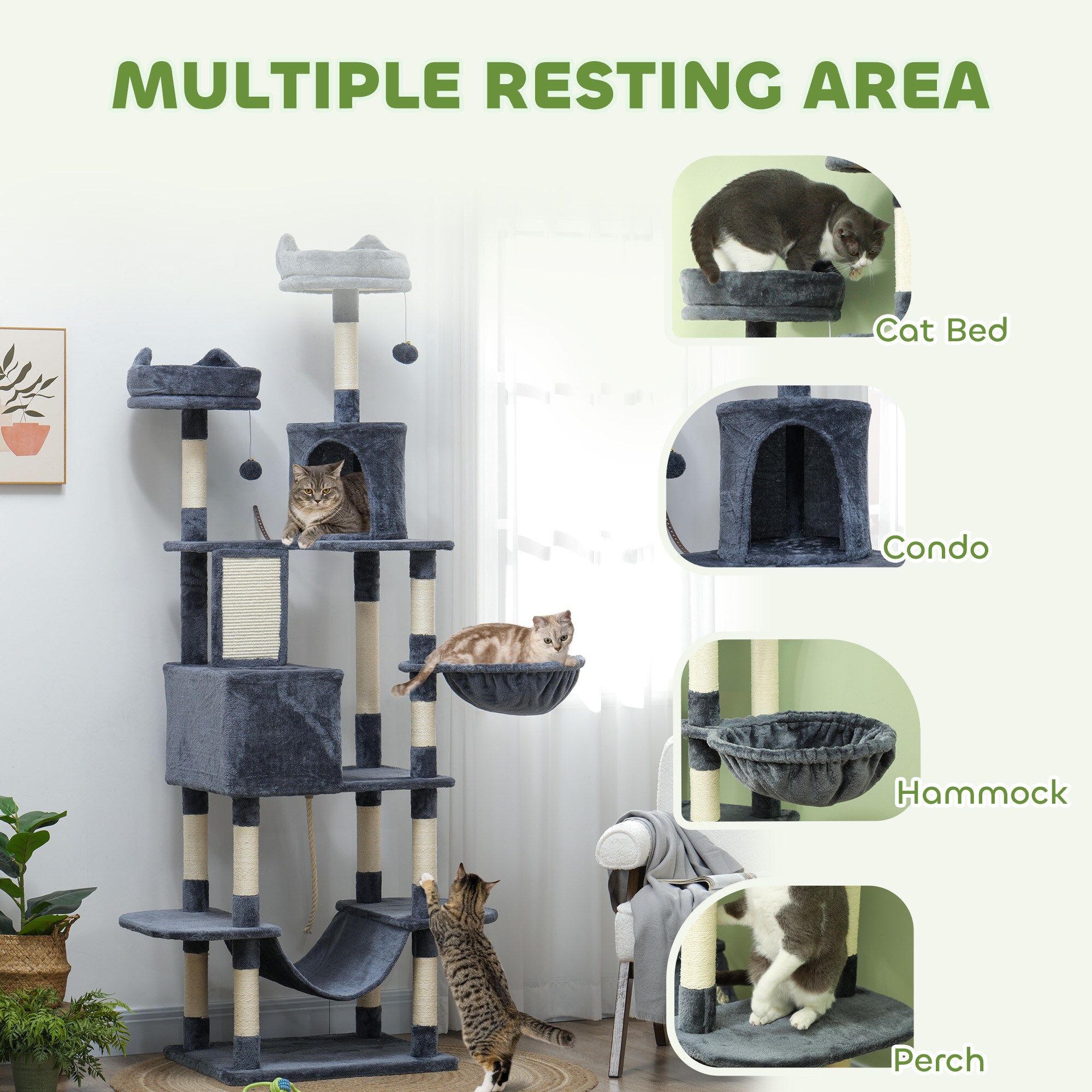 PawHut D30-873V00CG Cat-Trees - View #3