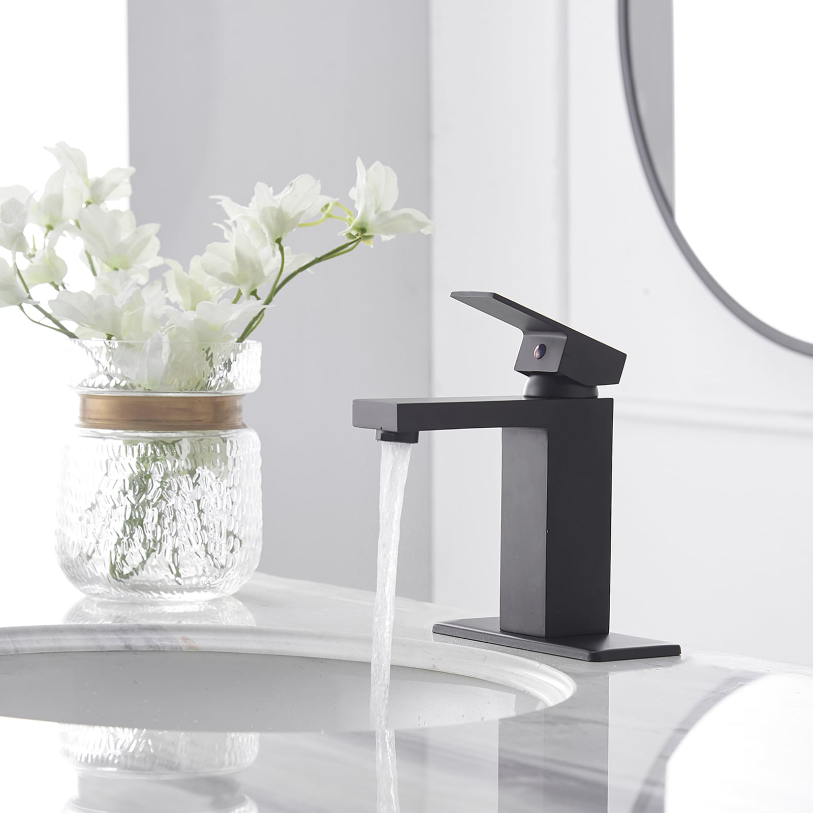 Matte Black Stainless Steel Single Handle Bathroom Faucet