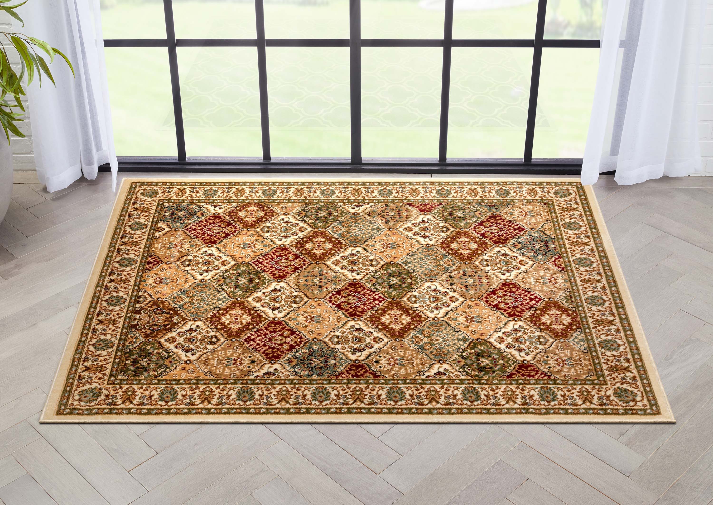 Well Woven 545604 3 x 5 (ft) Loomed Polypropylene Red Rectangular Indoor Medallion Persian Area rug