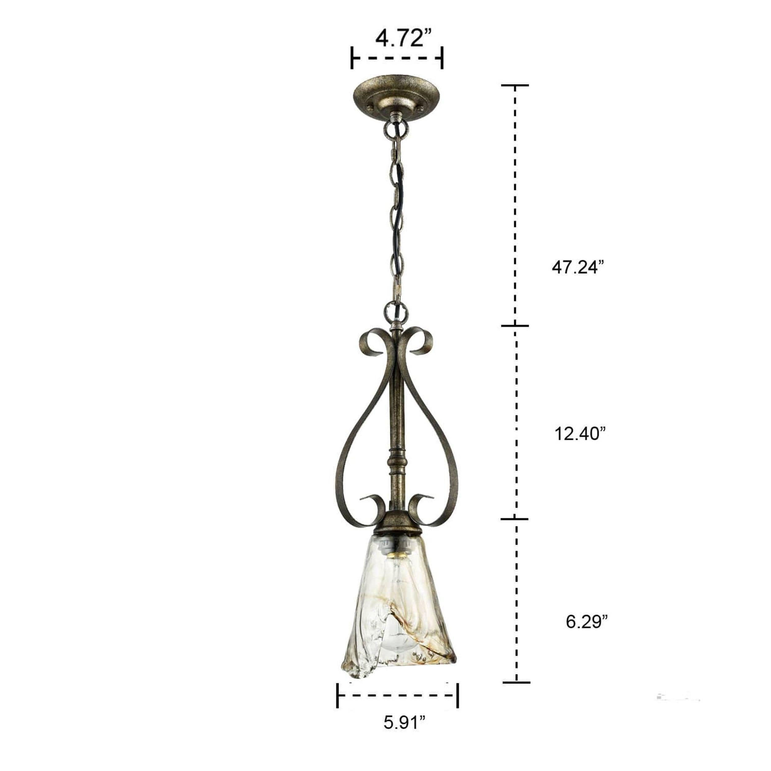 Vintage Amber Glass Mini Pendant Light with Bronze Finish