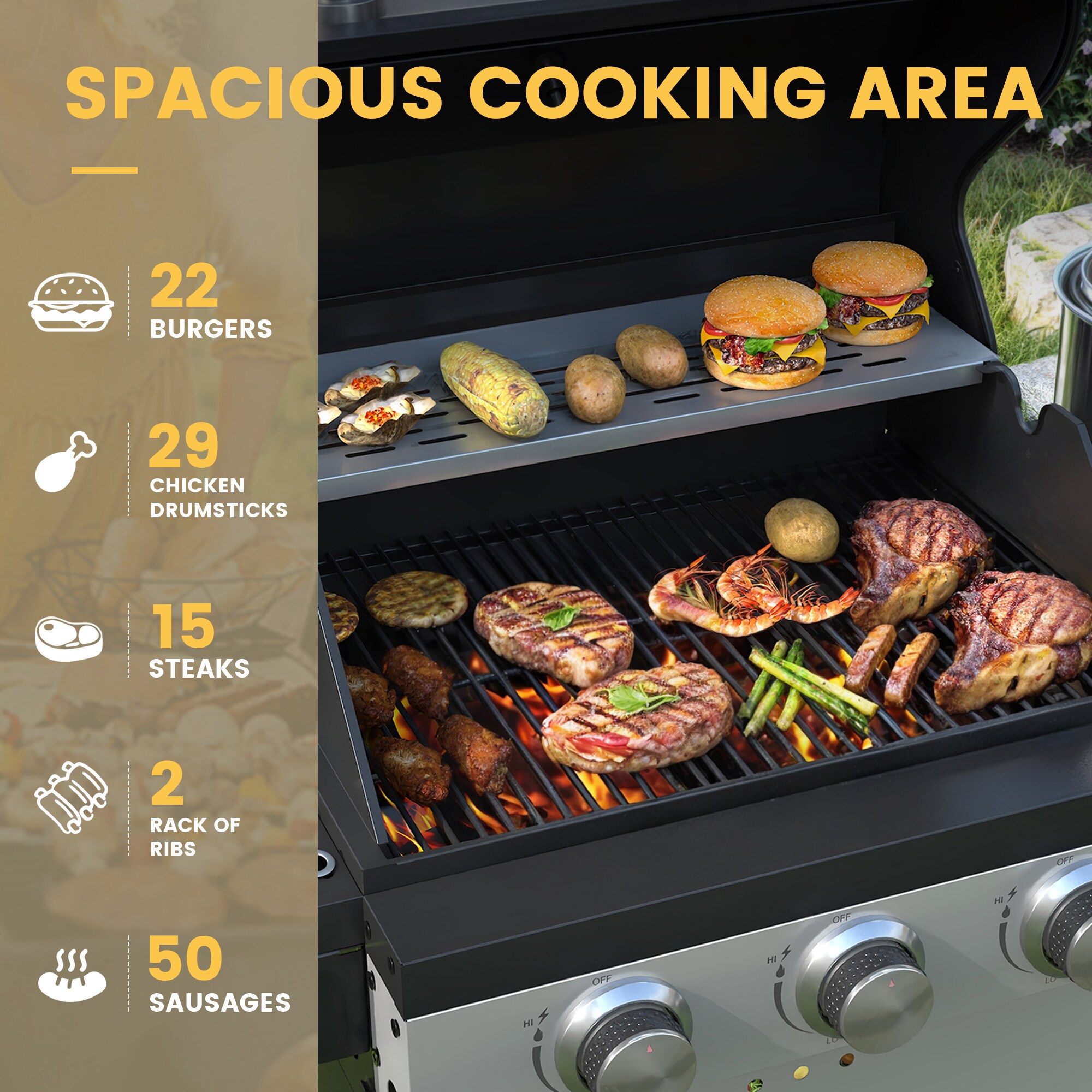 Lycvki CP11 Gas-Grill-Cookgrates-Warmracks - View #9