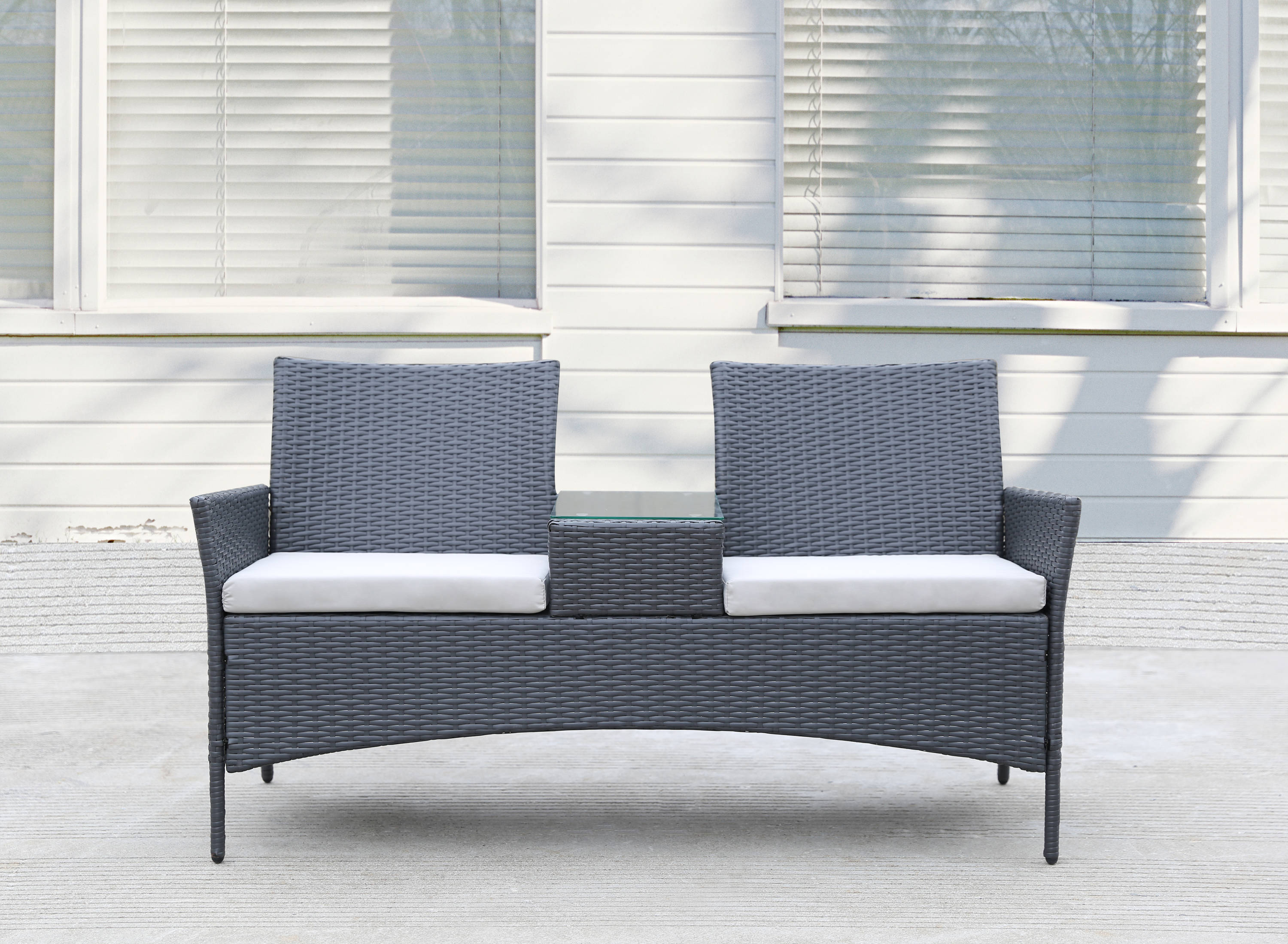 rattan companion bench