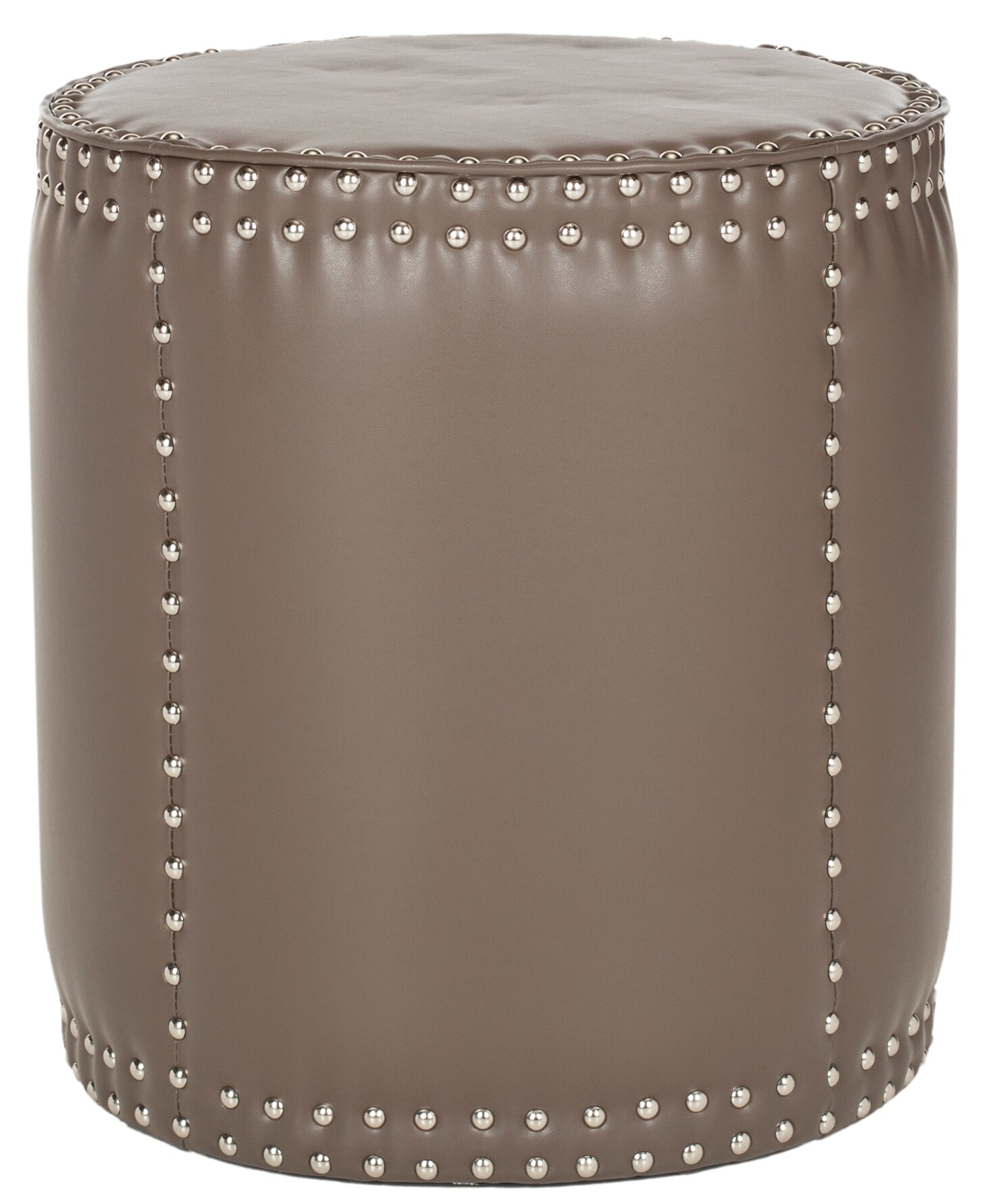 Safavieh MCR4596B Paula Casual Clay Faux leather Round Ottoman