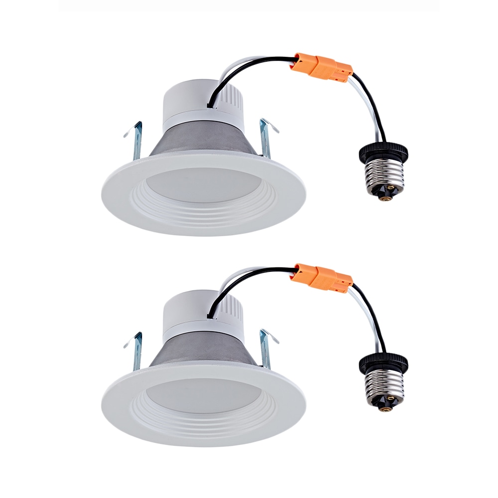 Utilitech DLS15-04G27D1E-WH-F2 White 4-in 600 -Lumens Soft White Round Dimmable LED 2 -Pack
